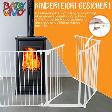 Baby Vivo Universalschutzgitter Kaminschutzgitter / Absperrgitter 5+1 mit Tür in Weiß - PREMIUM