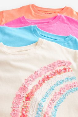 Next T-Shirt Regenbogen T-Shirts mit Pailletten, 4er-Pack (4-tlg)