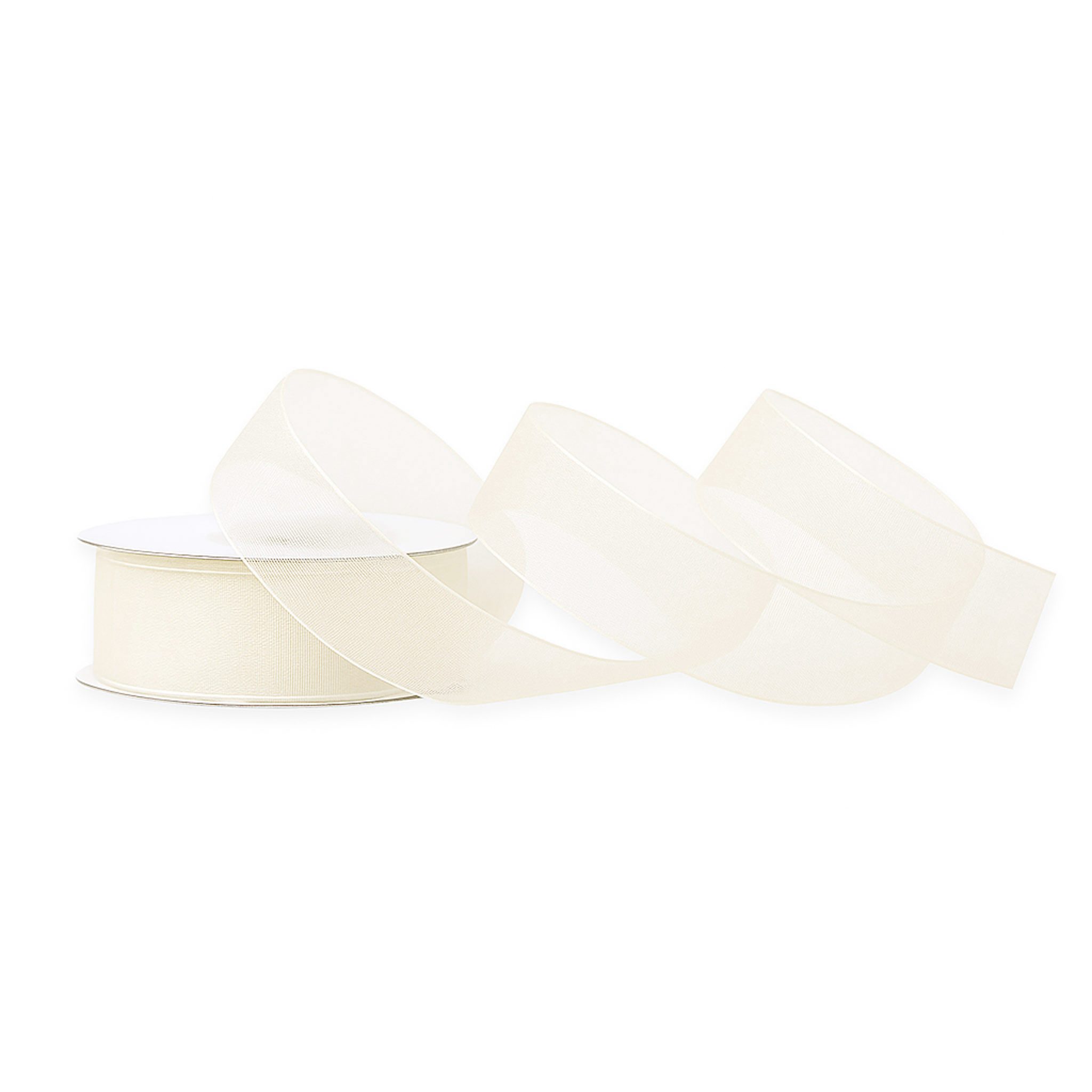 Creativery Organzaband, Organzaband 25mm x 25m Rolle Ivory / Elfenbein