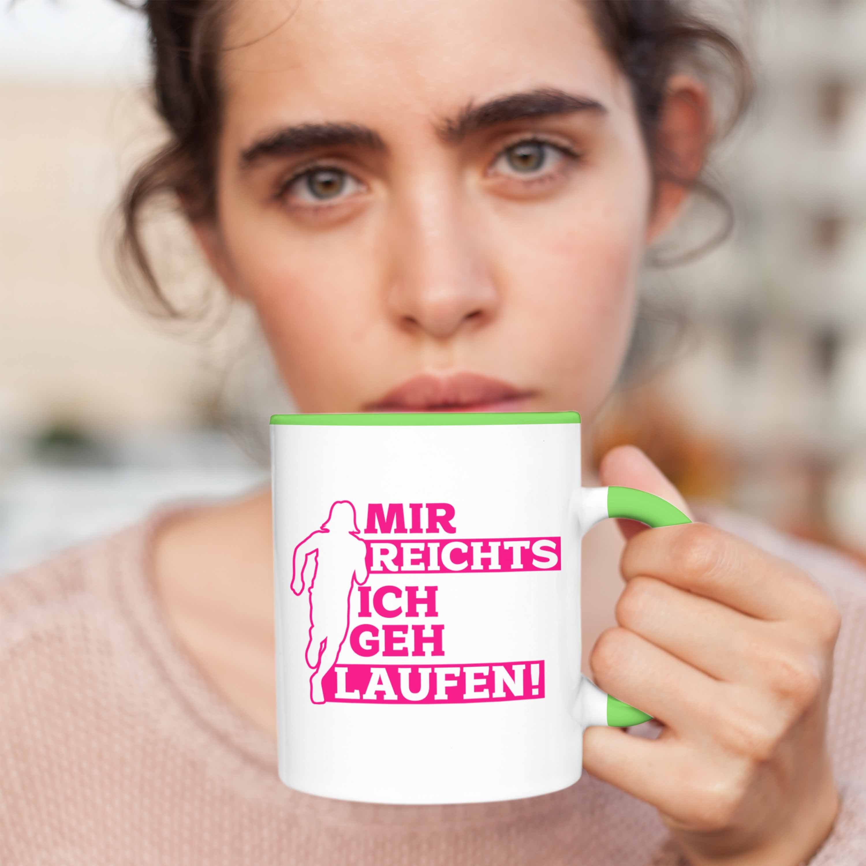 Geschenk für Joggerinnen Tasse Trendation Grün Joggen Geh Tasse "Mir Ich Laufen" Reichts