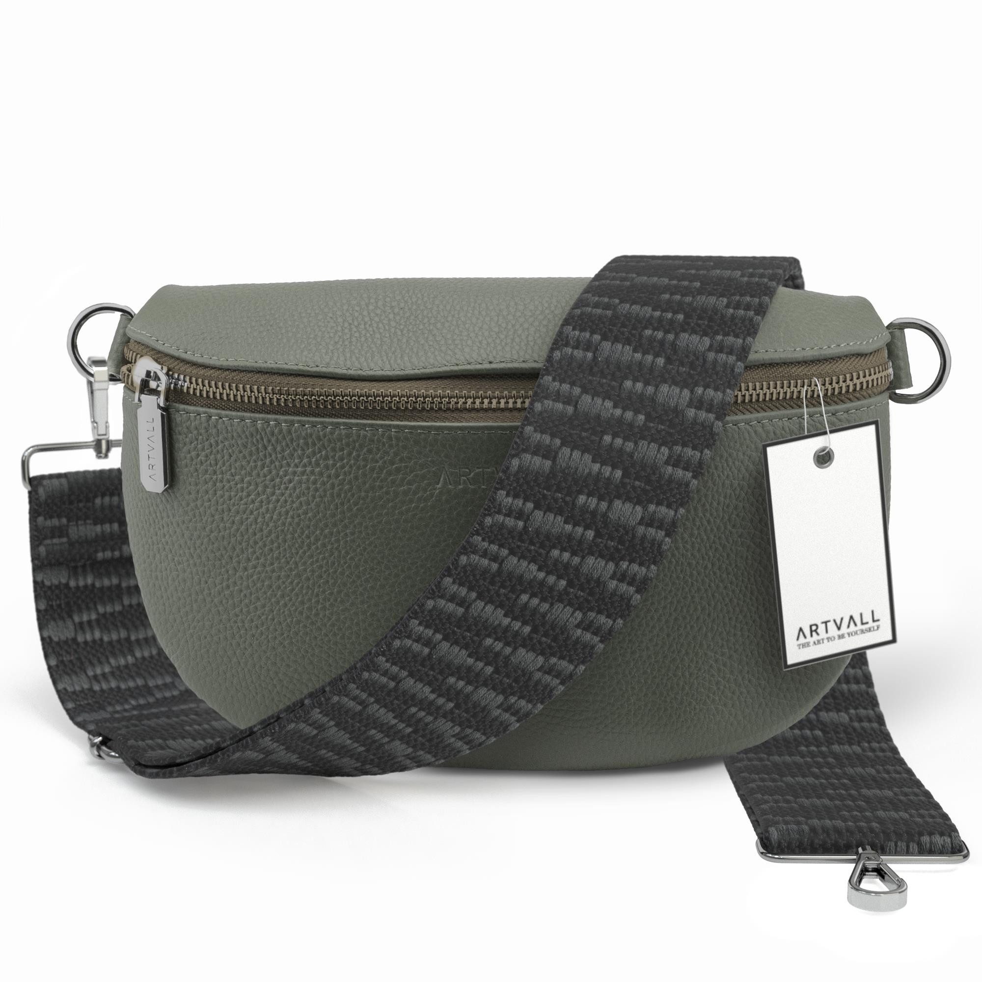 Umhängetasche Echtleder Handtasche Damen Brusttasche Grau Grün
