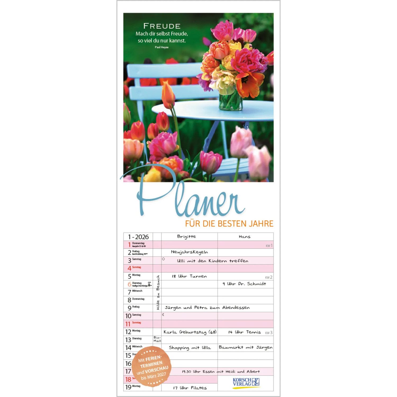 Korsch Verlag Familienkalender Planer für die besten Jahre 2026