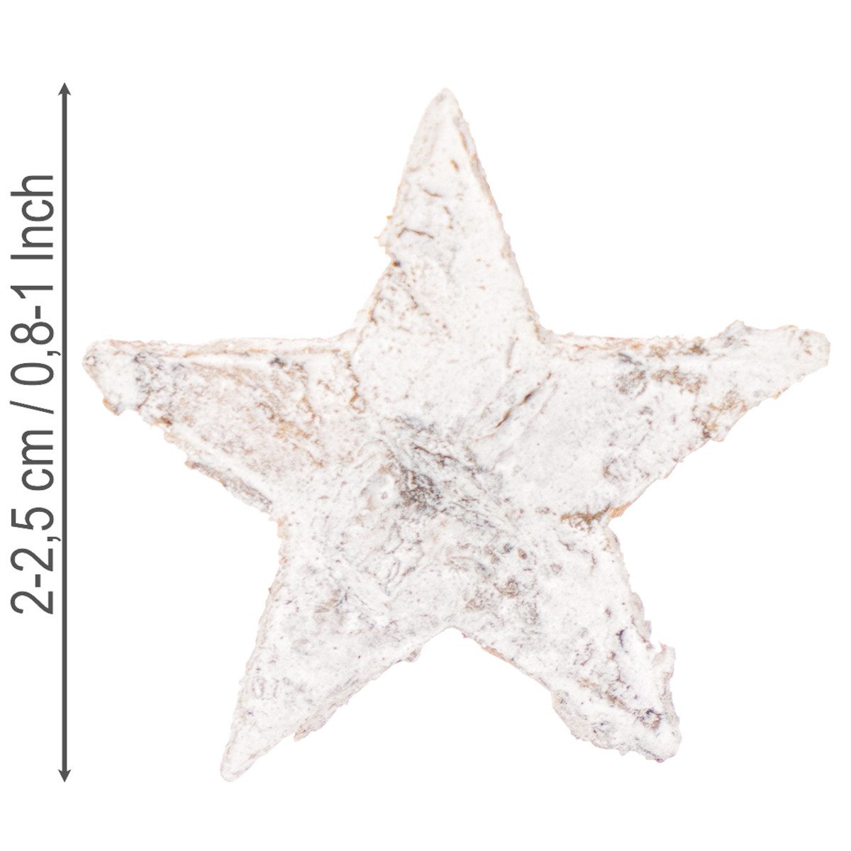 Florists Products Weihnachtsmann Mini Birkensterne 2-2,5cm Weiß Weihnachten Deko 150 Stück