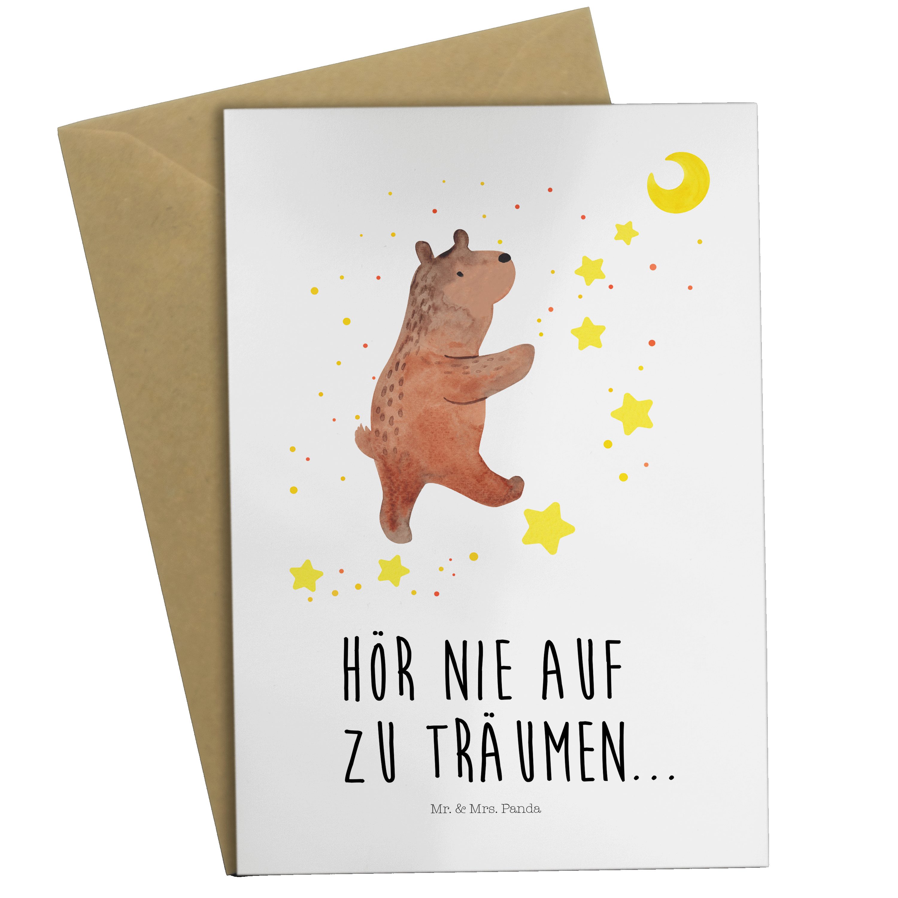 Mr. & Mrs. Panda Grußkarte Bär Träume - Weiß - Geschenk, Glückwunschkarte, Teddy, Geburtstagska