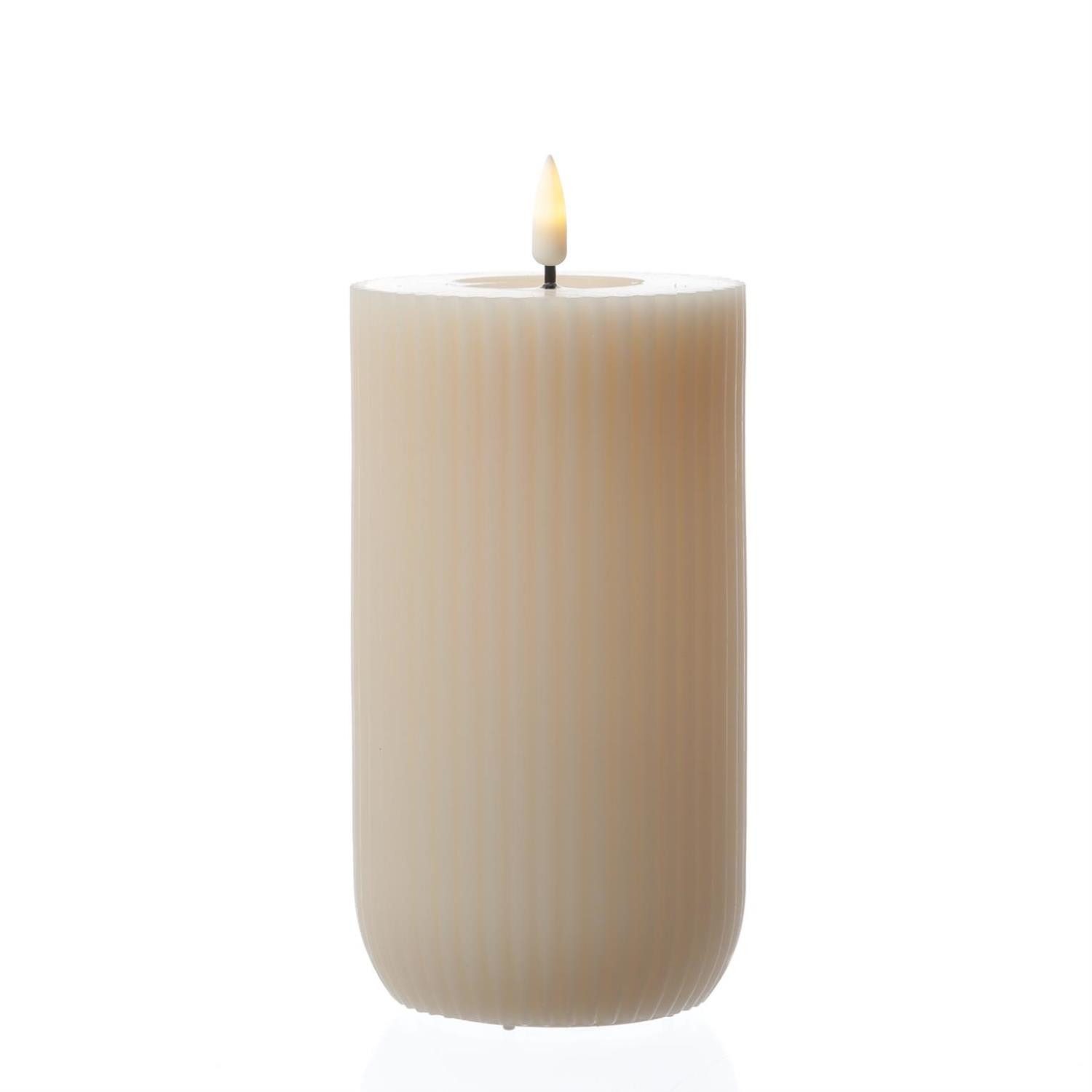 Deluxe Homeart LED-Kerze Mia gerillt Echtwachs flackernd H: 15cm D: 8cm cre günstig online kaufen
