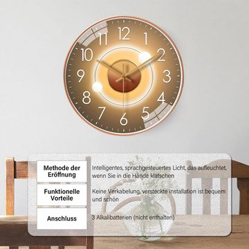 Cbei Wanduhr 30 cm große Vintage-Wanduhr Quartz Lautlos aus Metall Deko-Uhren Ohne (Tickgeräusche Küchenuhr für Wohnzimmer, Zimmer, Büro, Restaurant(Gold)