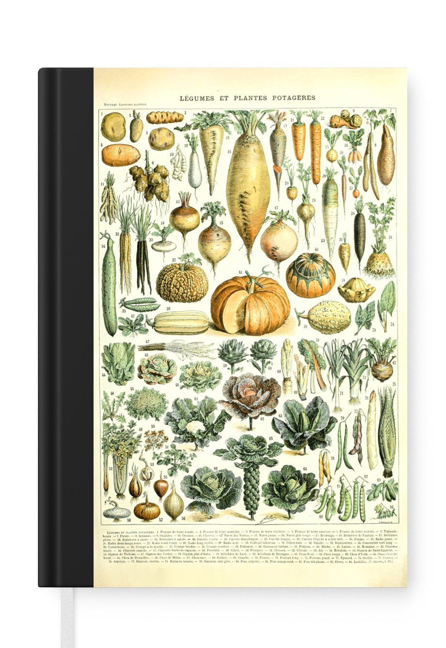MuchoWow Notizbuch Vintage - Gemüse - Karotte - Kunst - Adolphe Millot - Orange, Journal, Merkzettel, Tagebuch, Notizheft, A5, 98 Seiten, Haushaltsbuch