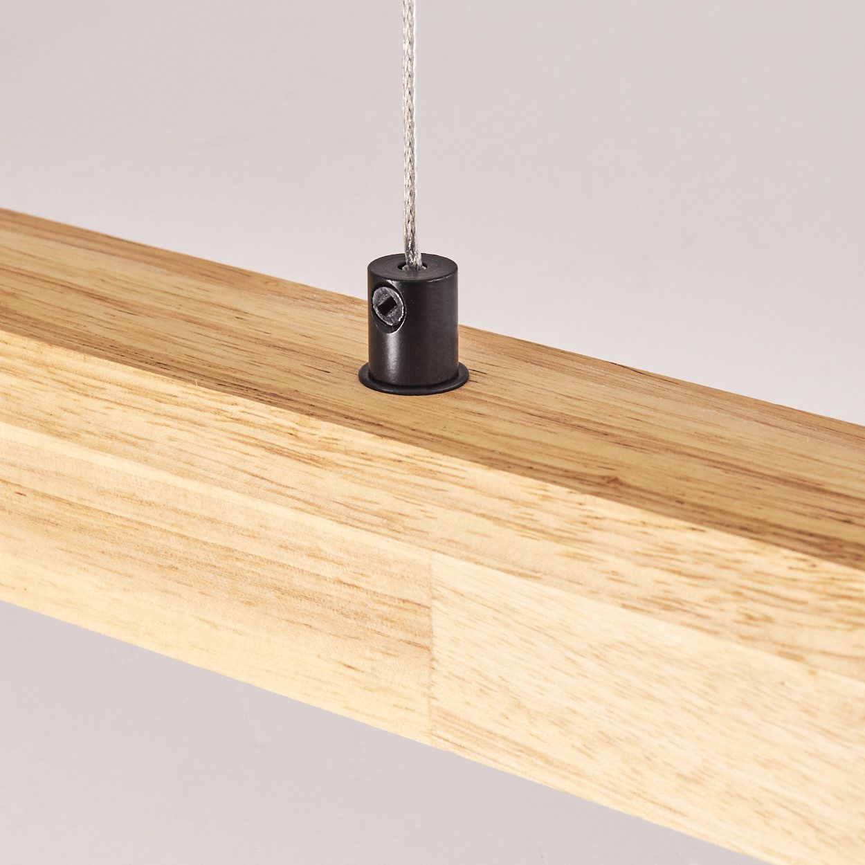 hofstein Pendelleuchte dimmbare Hängelampe aus Metall/Holz/Kunststoff in Schwarz/Naturfarben, LED wechselbar, 3000-6000 Kelvin, skandinavisches Design, Touchdimmer, LED 24 Watt, 2550 Lumen