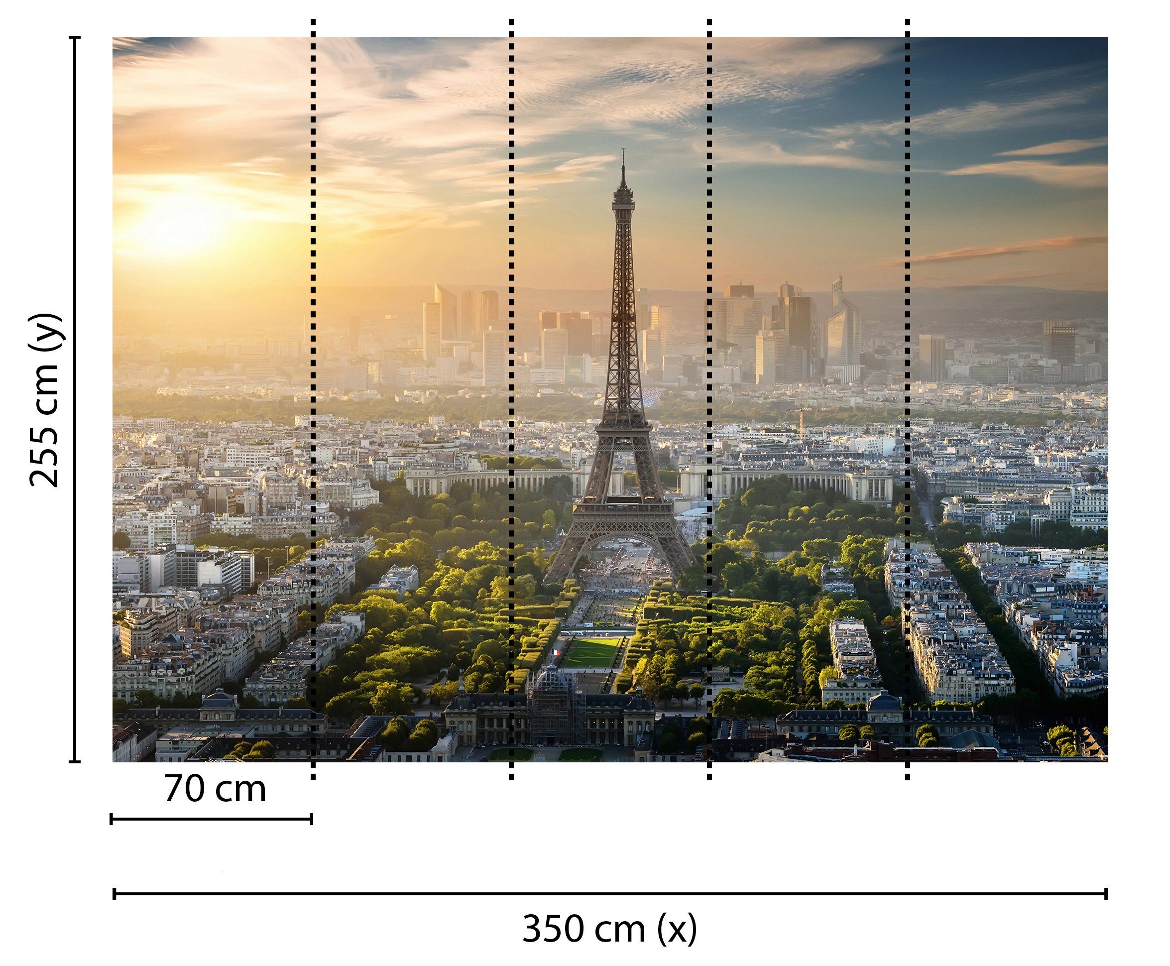 living walls Fototapete Designwalls Eiffel Tower, glatt, (5 St), Vlies, Wand, Schräge, Decke