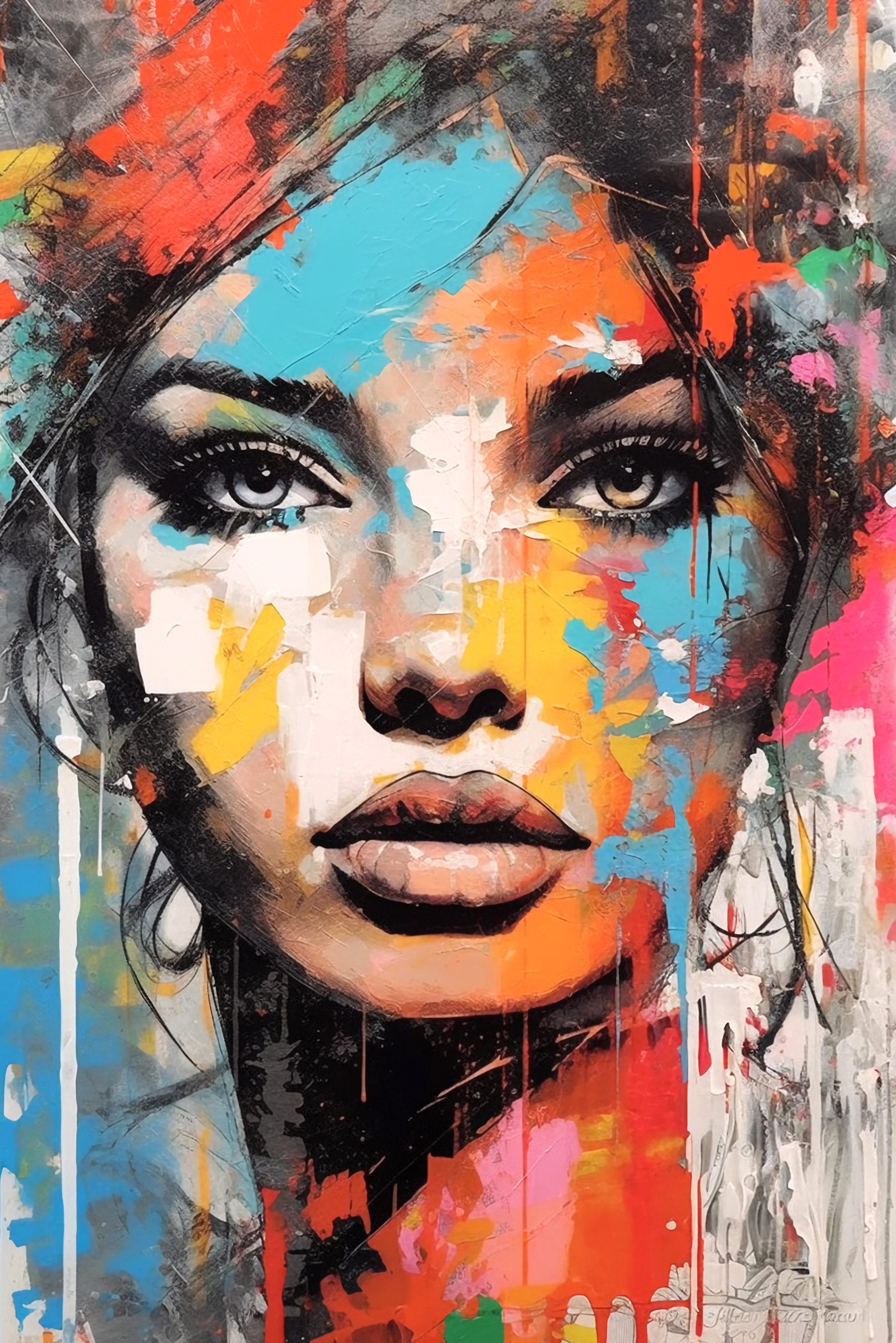 Affengeilebilder Leinwandbild Female Popart by Rosa Piazza auf Keilrahmen gespannt, (1 St), Kunstdruck Wandbild Bild in verschiedenen Formaten