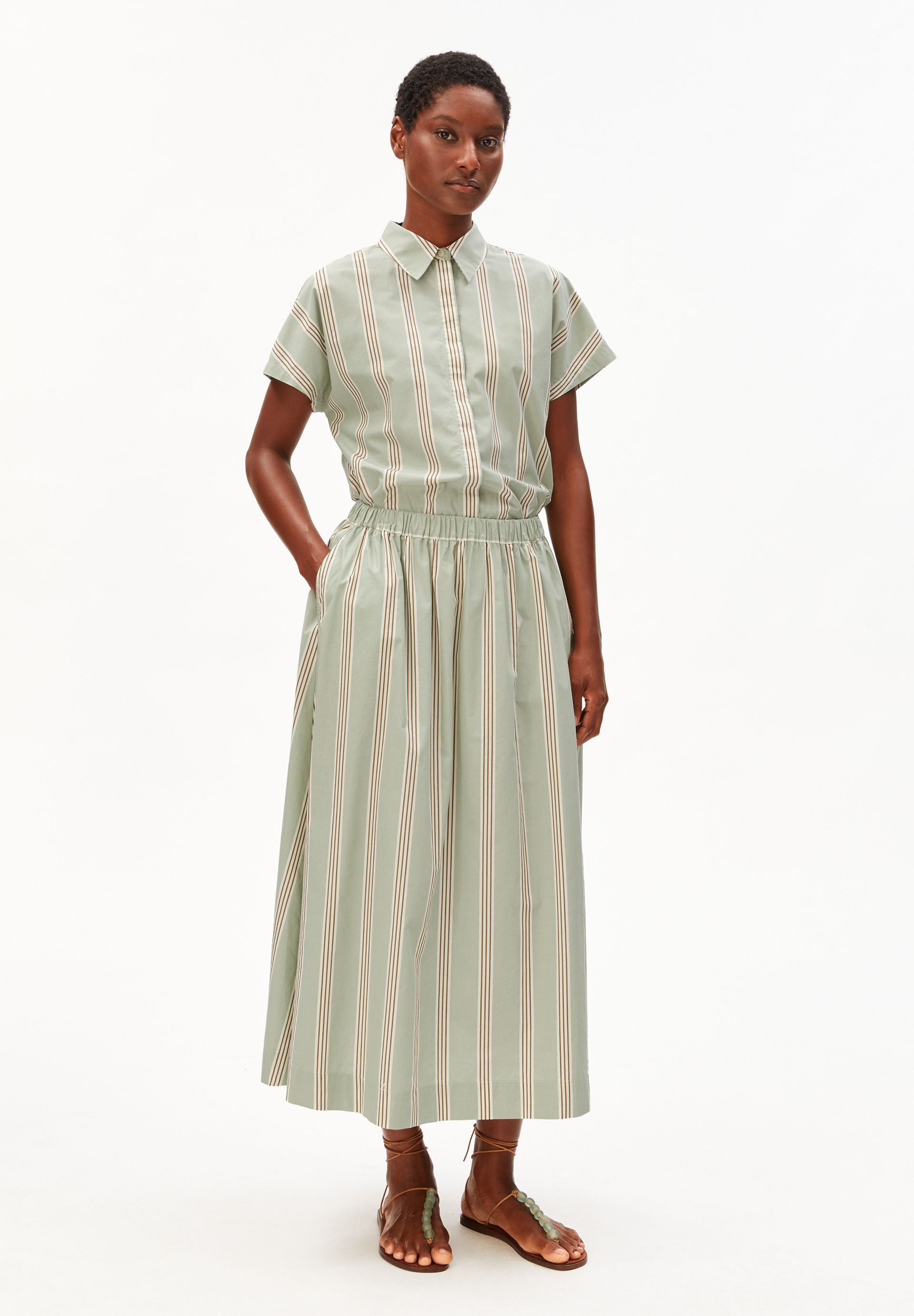 Armedangels Jerseyrock STRIPE 100% Bio-Baumwolle (Regular Fit) Knöchellang