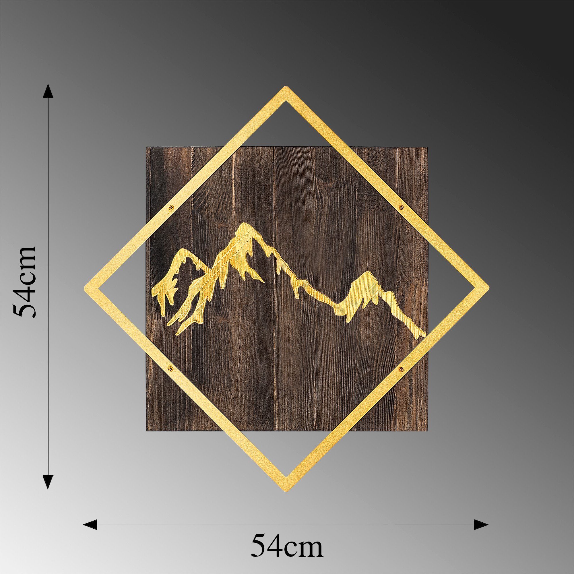 54 cm, Nussbaum,Gold, SKL2257, Wanddekoobjekt 50% Holz x 54 Wallity