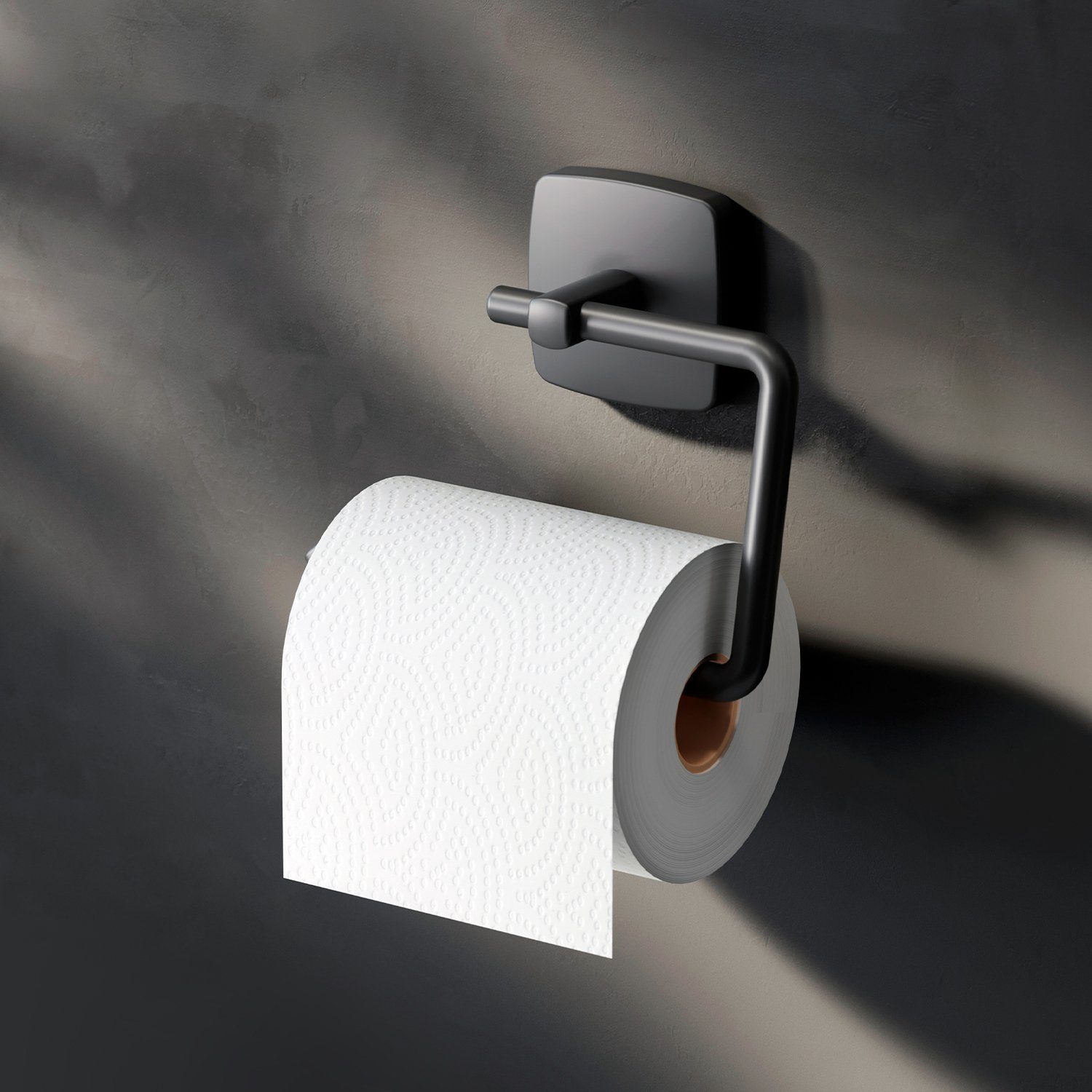 AM.PM Toilettenpapierhalter Gem ohne Deckel/mit Deckel, rost- und korrosionsbeständig für langlebige Haltbarkeit Schwarz
