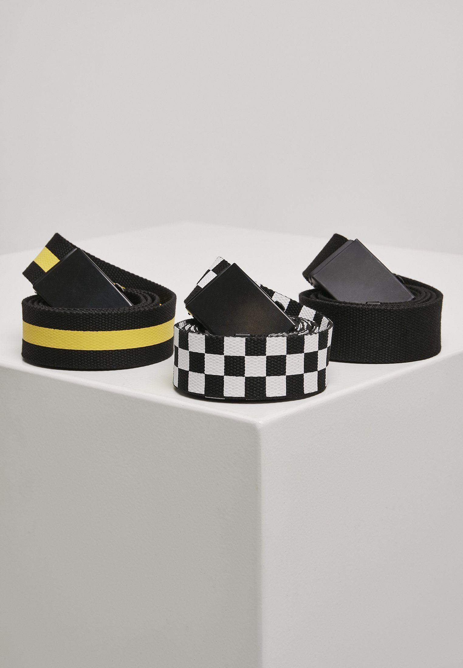 URBAN CLASSICS Hüftgürtel Accessoires Belts Trio black-white-yellow | Hüftgürtel