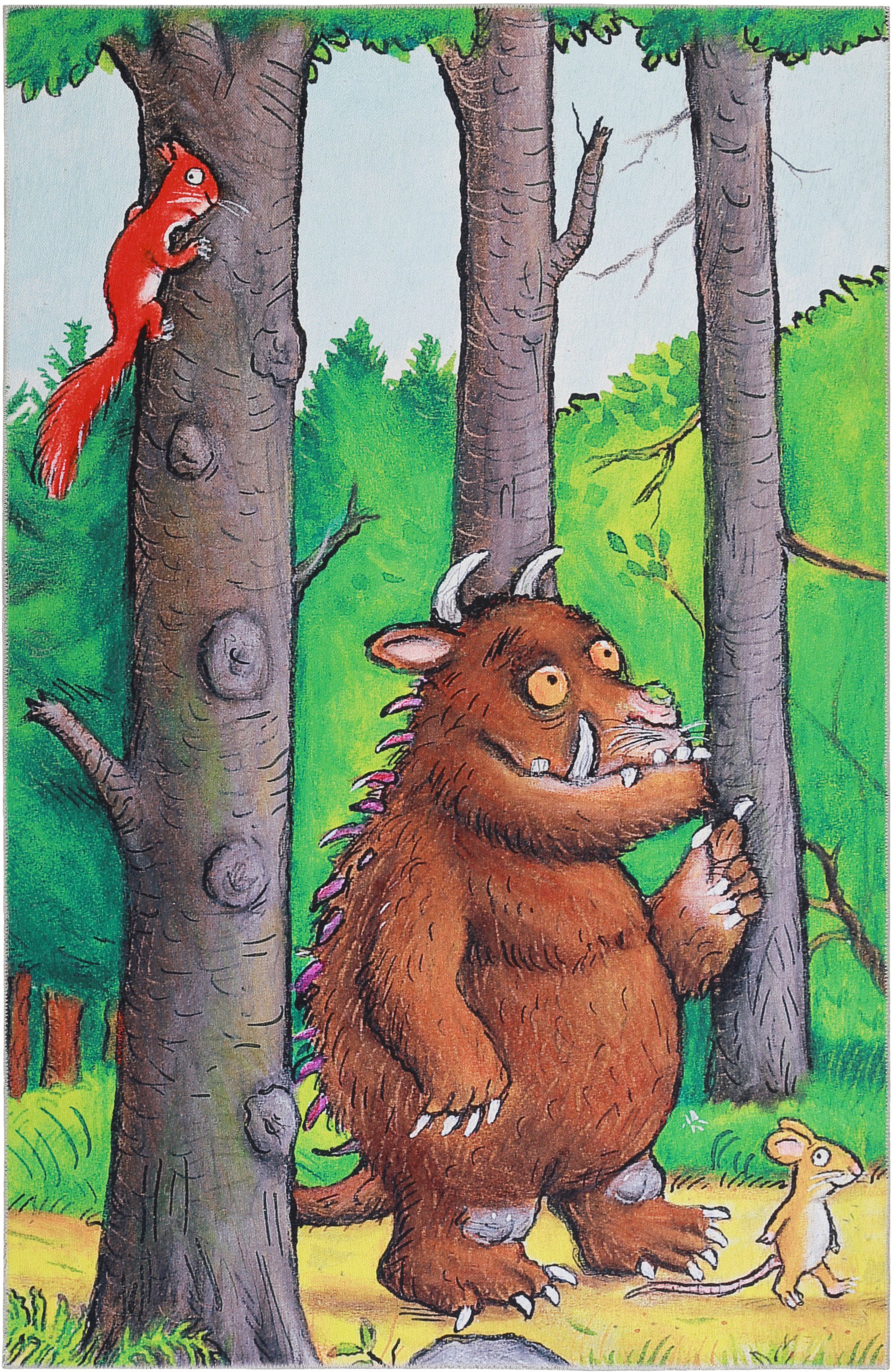 DER GRÜFFELO Kinderteppich Wanderlo GR-0171, rechteckig, Höhe: 6 mm, aktueller Grüffelo Teppich, Kurzflor mit hohem Baumwollanteil