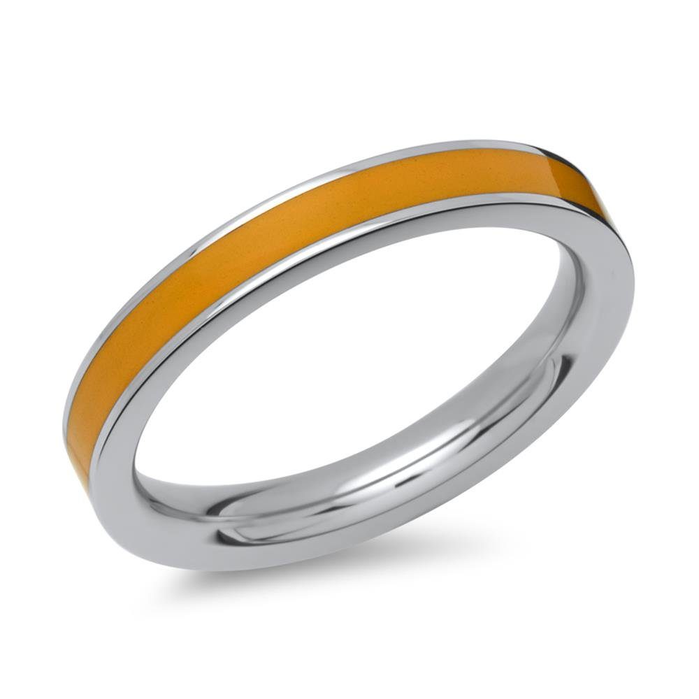 Fingerring Unique Ring aus Edelstahl orangefarbene Emaille R5079