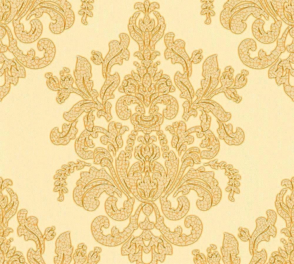 Vliestapete Tapete Création elfenbeinfarben/gelb/beige Metallic Barock, Barock Ornament A.S. Hermitage, living walls