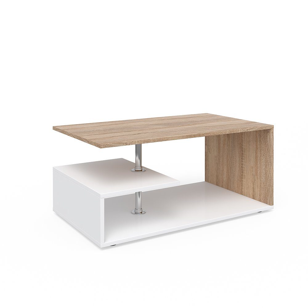 Vicco Couchtisch Guillermo, Weiß/Sonoma, 91 x 52,6 cm günstig online kaufen
