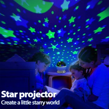 autolock LED Nachtlicht LED Nachtlicht Sternenhimmel Projektor 360° Rotierend, Nachtlichter für Kinder Erwachsene Party Geburtztag