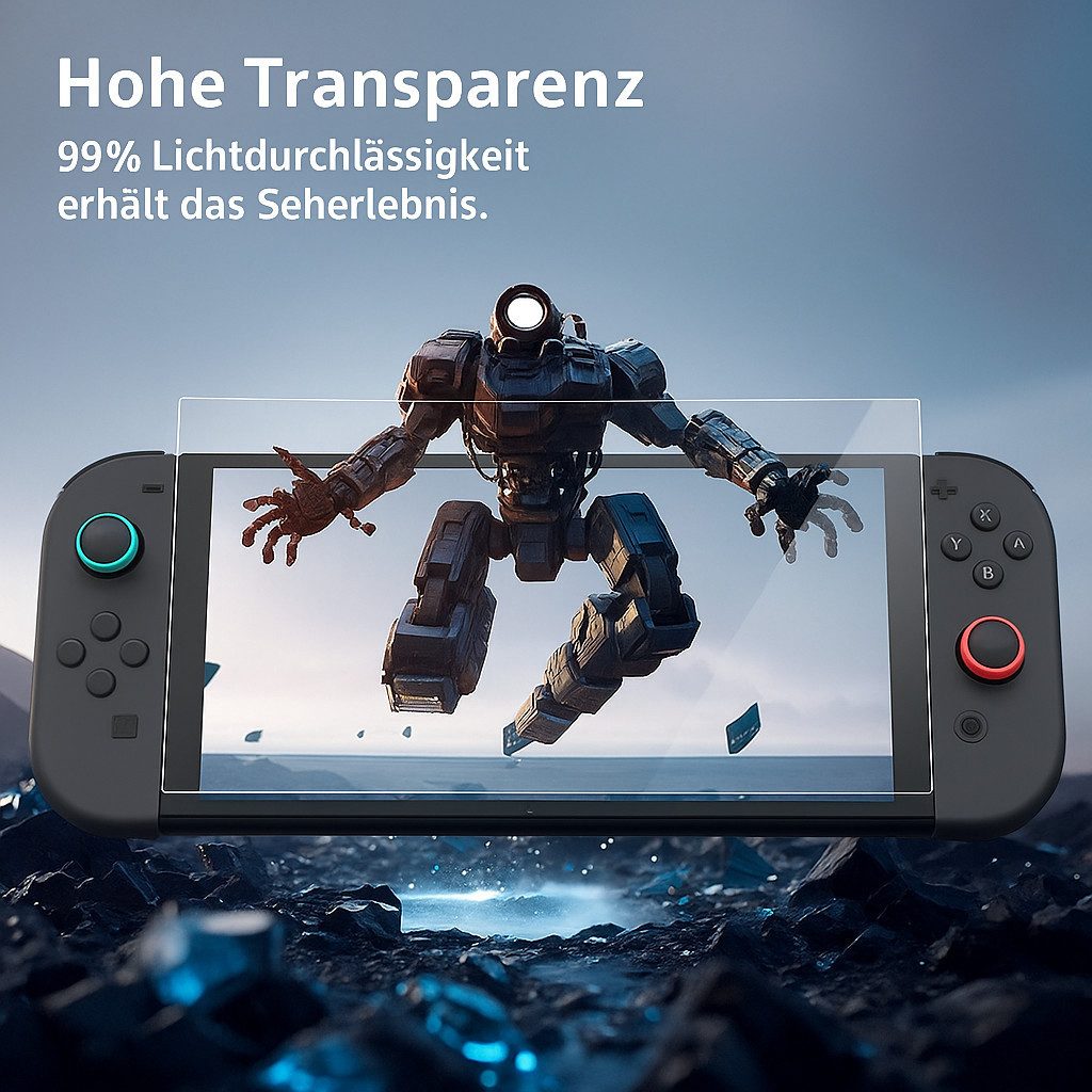 Mycotech Displayschutzglas 2x Panzerschutzfolie für Nintendo Switch 2 Display Glas Panzerglas, 2 Stück