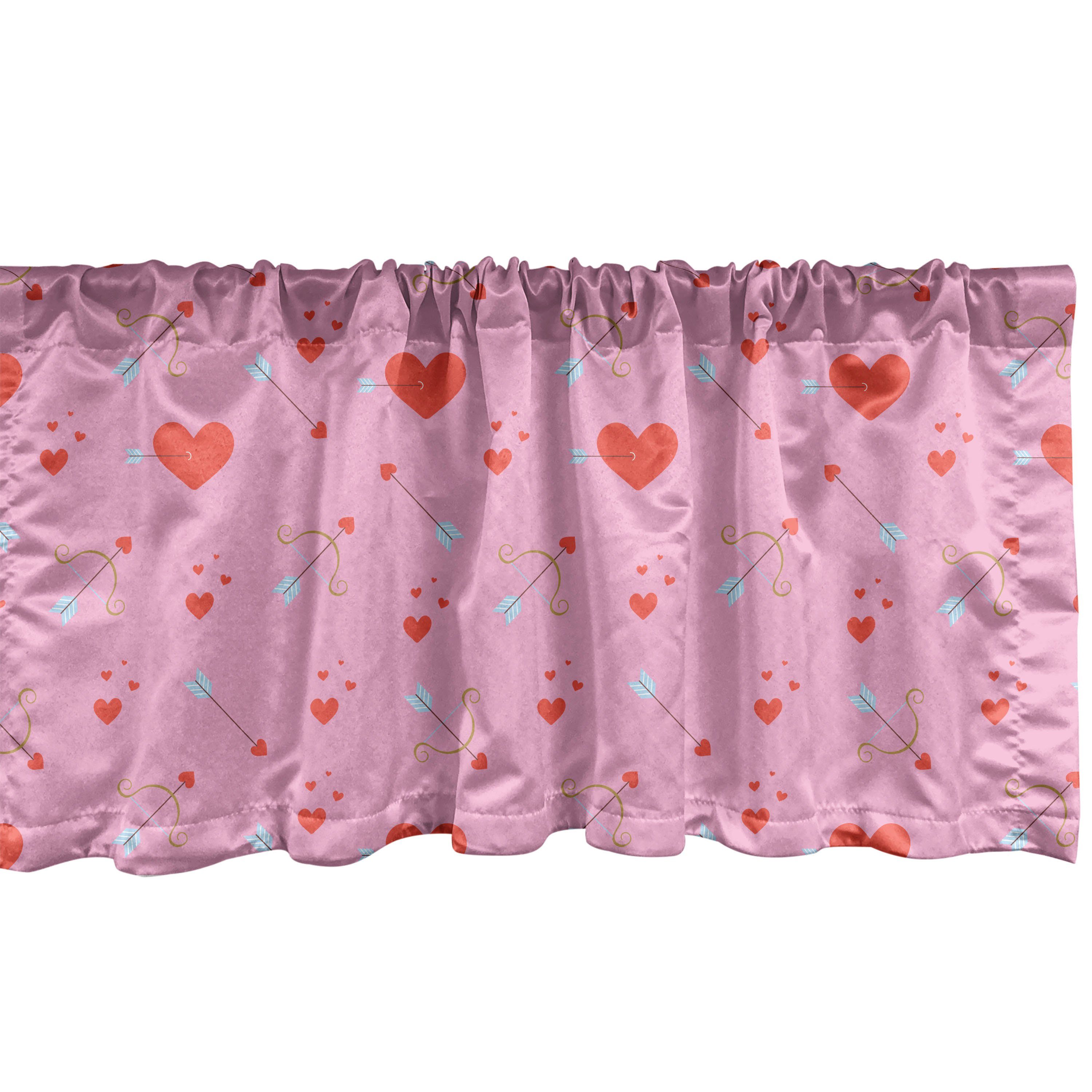 Scheibengardine Vorhang Volant für Küche Schlafzimmer Dekor mit Stangentasche, Abakuhaus, Microfaser, Valentinstag Herzen und Amor