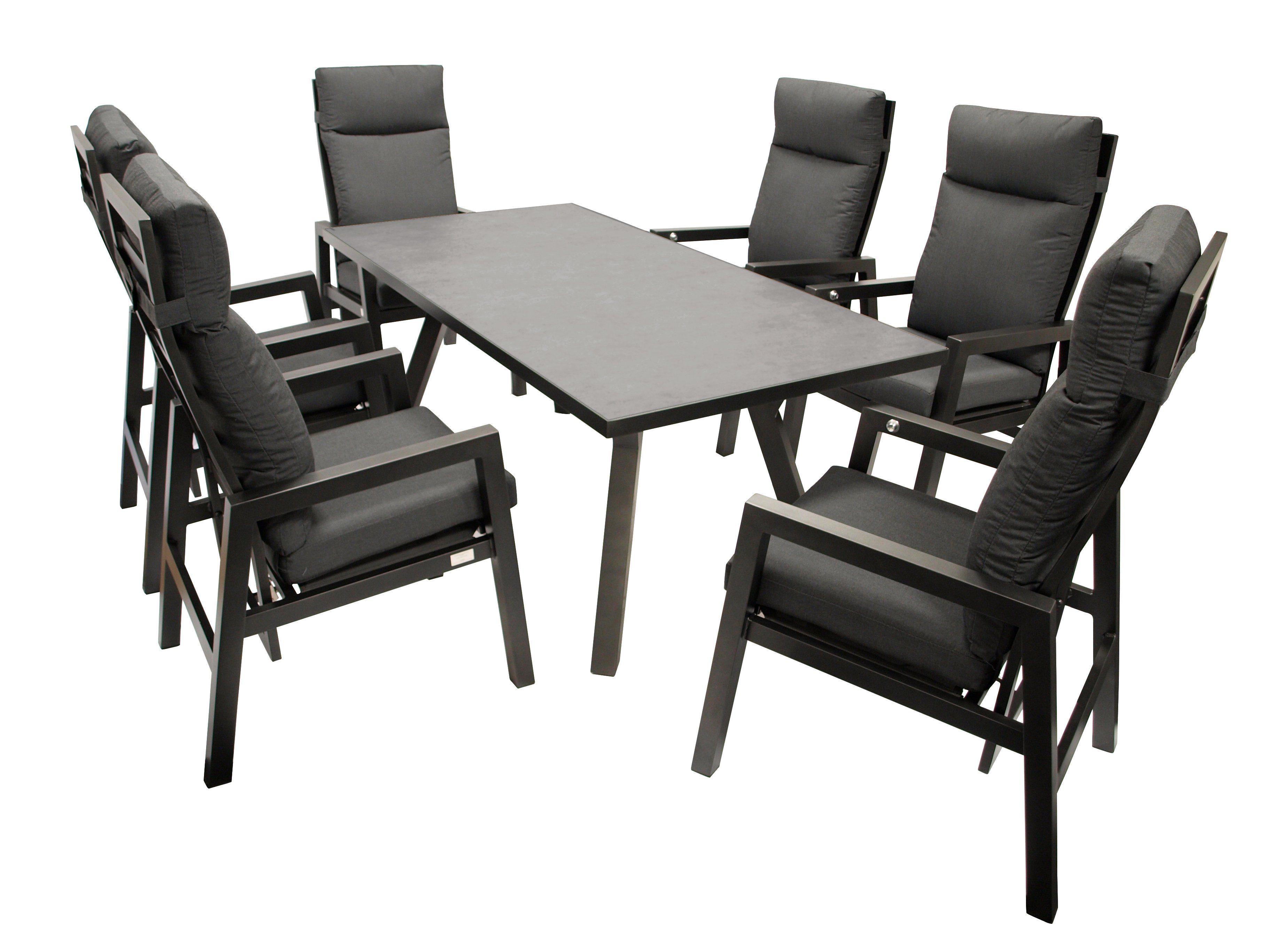 DEGAMO Garten-Essgruppe MANCIANO, (7-tlg), Aluminium dunkelgrau, günstig online kaufen