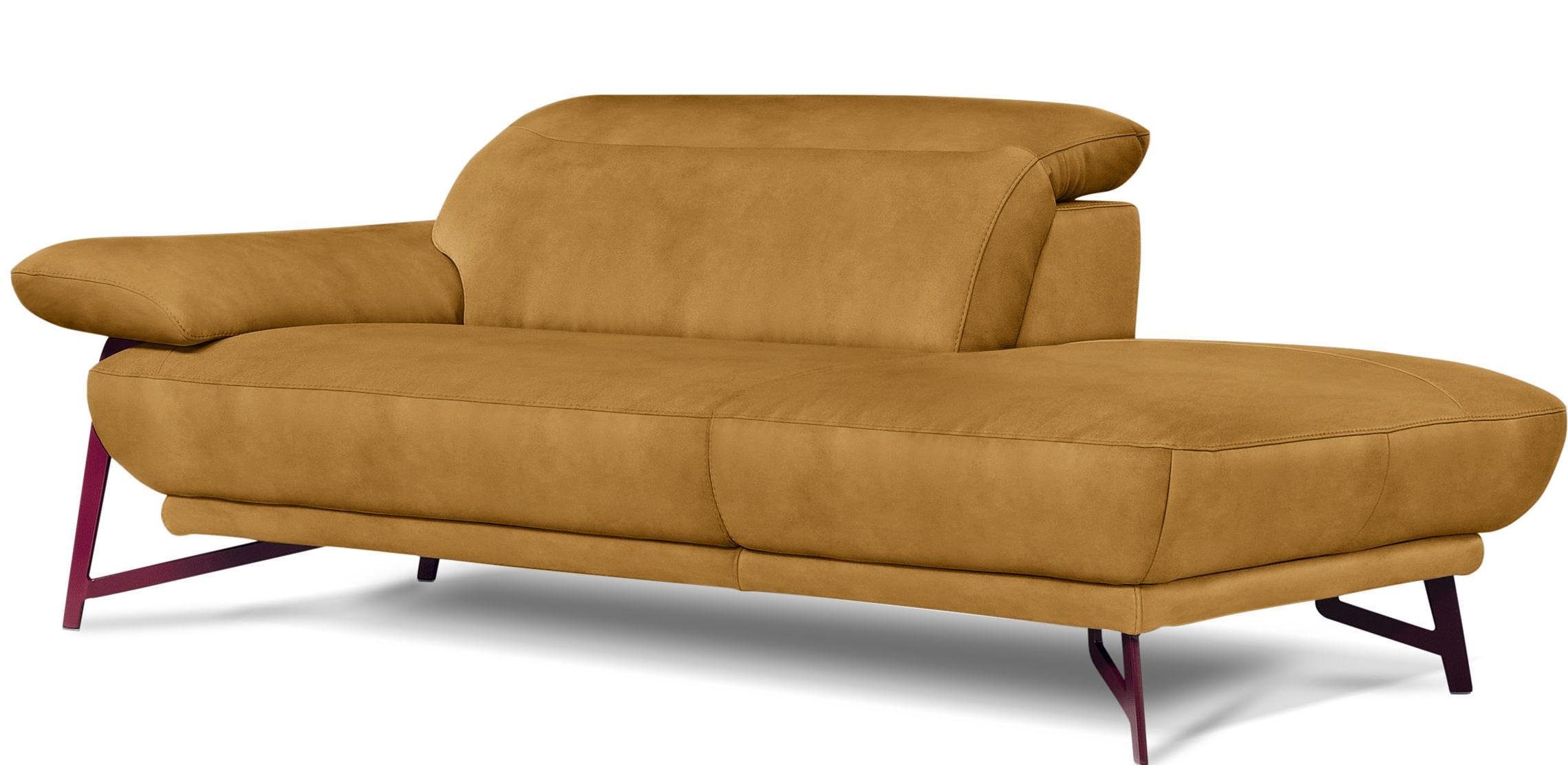 Egoitaliano Ottomane Anais, erstklassiges Designsofa, Breite 179 cm, Fußfarbe chrom, Kopfteil verstellbar, Luxus-Microfaser Lederoptik, gelb