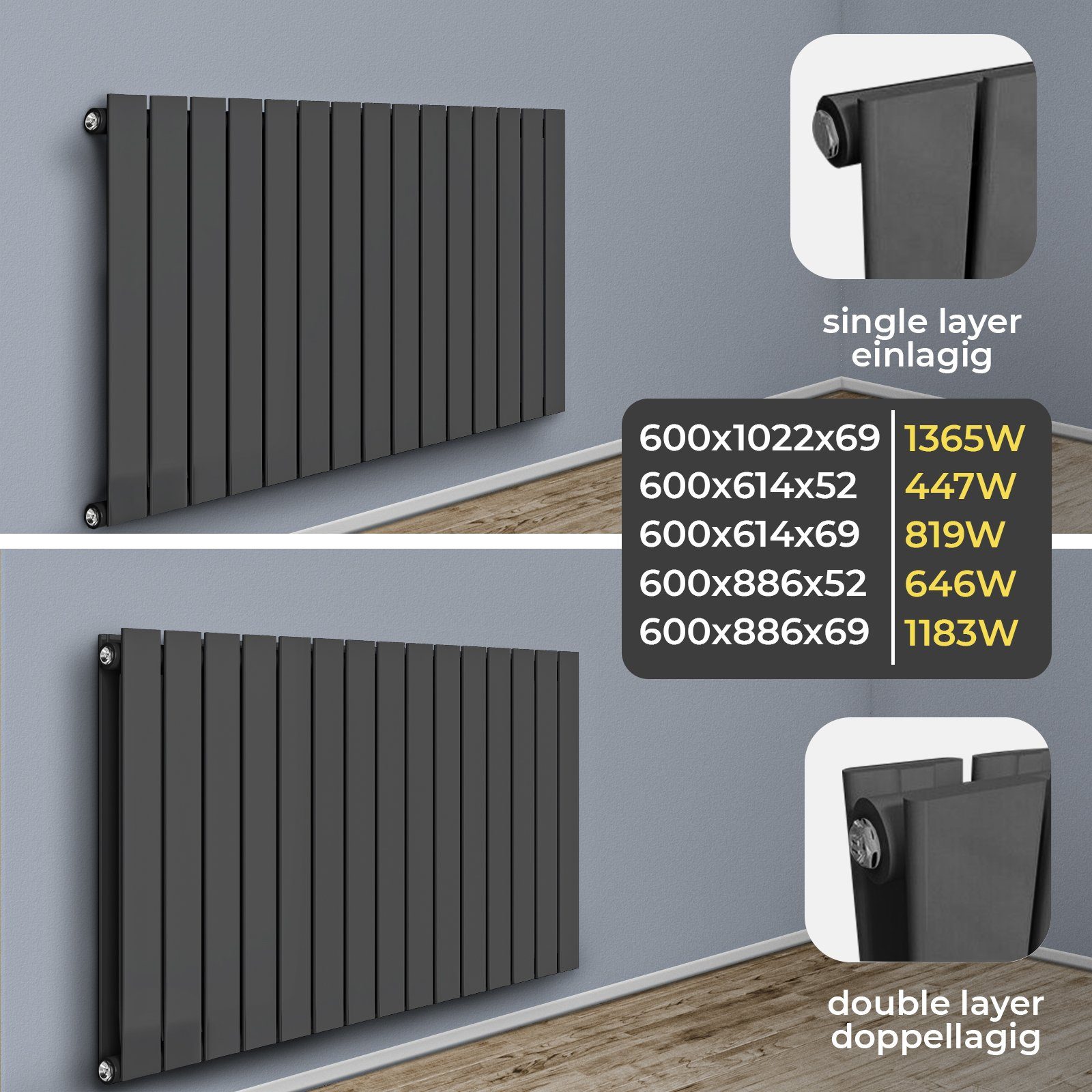 Aquamarin Designheizkörper Design Heizkörper - Einlagig/Doppellagig, günstig online kaufen