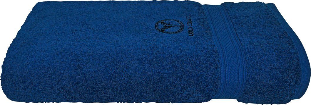 CARLO COLUCCI Strandtuch Sandro, Frottier Logo-Stickerei royalblau (1-St), mit