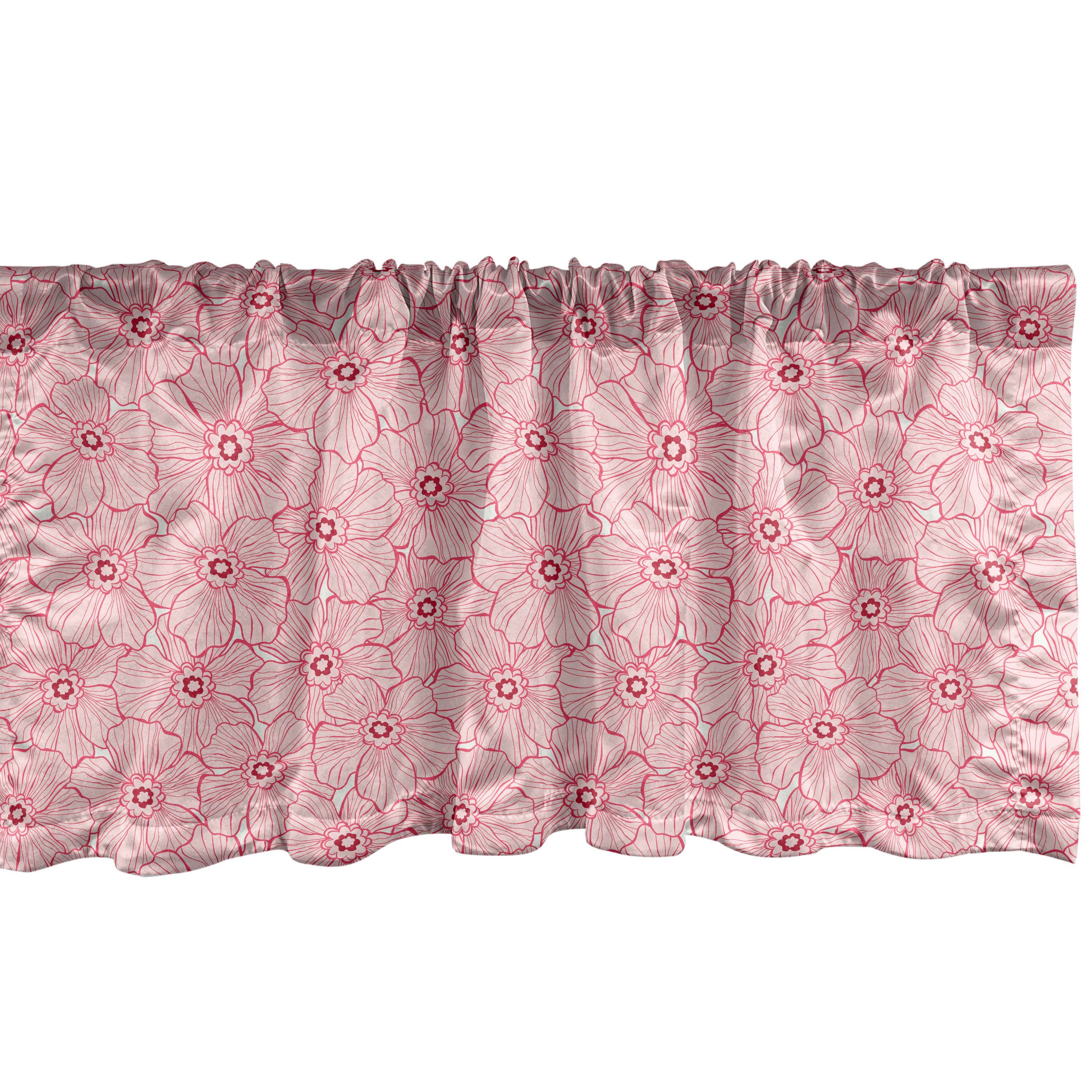 Scheibengardine Vorhang Volant für Küche Schlafzimmer Dekor mit Stangentasche, Abakuhaus, Microfaser, Blumen Abstrakt Zarte Blume