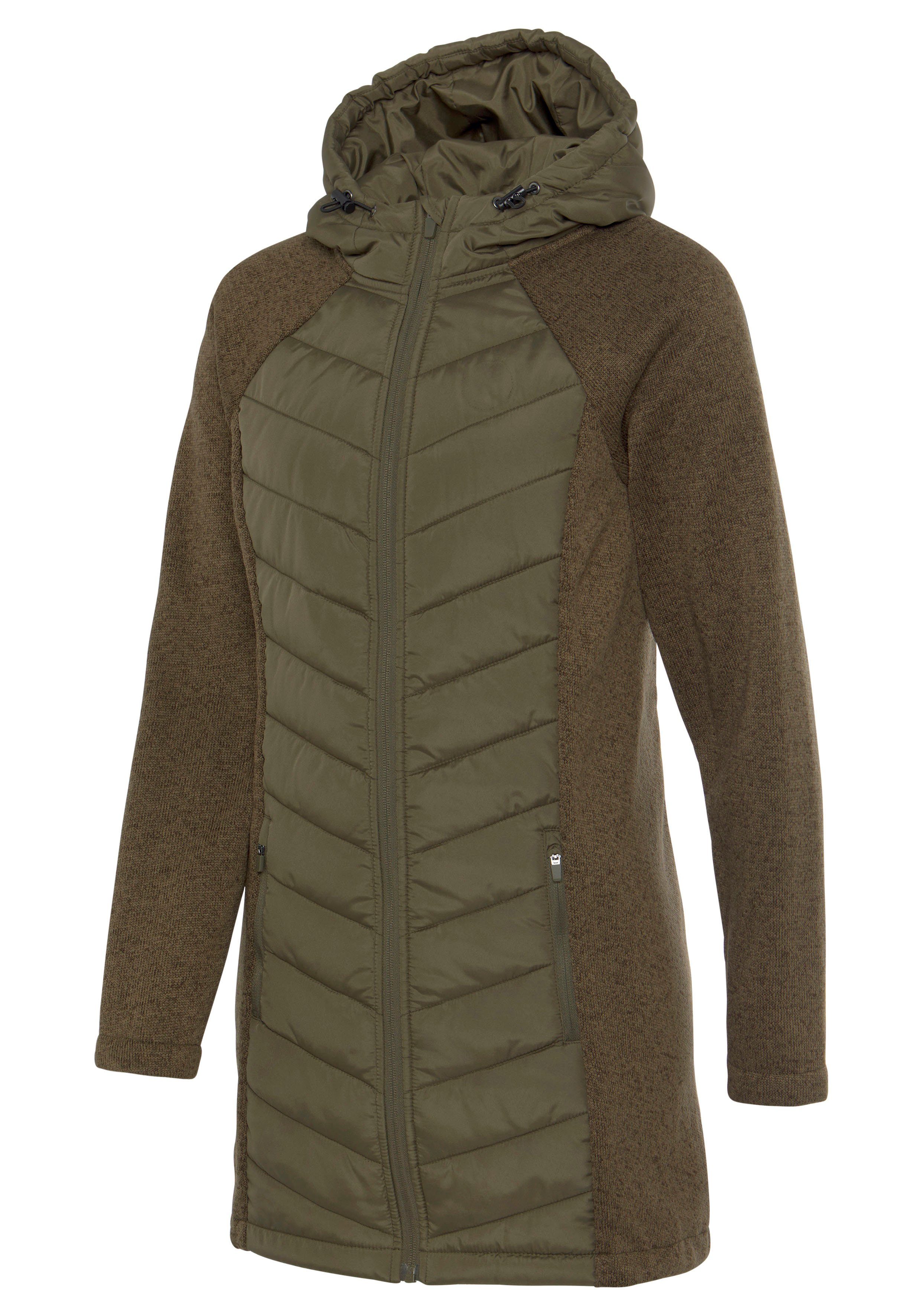 Vivance Steppjacke khaki mit Strickfleece-Ärmeln