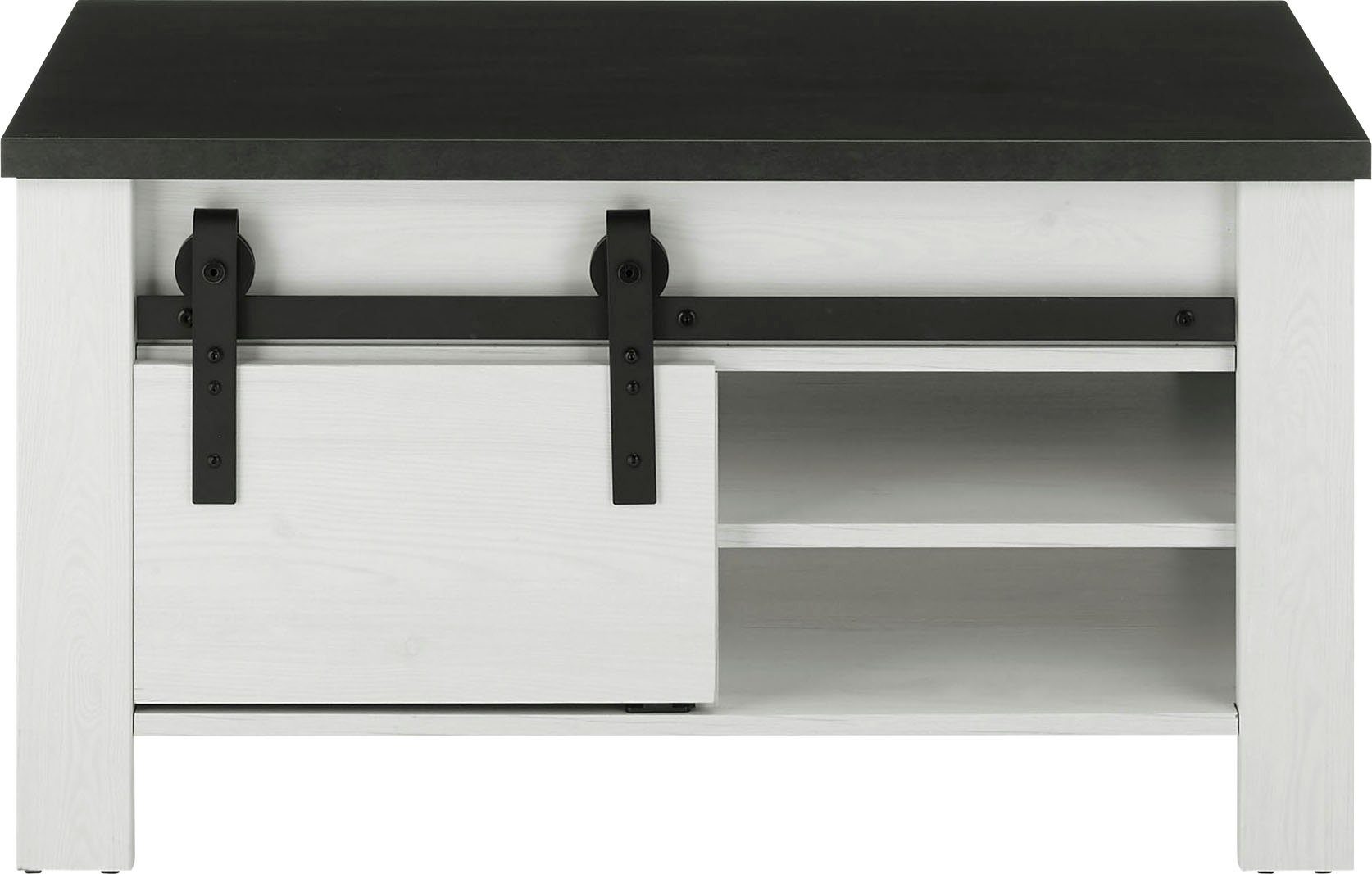 Home affaire Couchtisch SHERWOOD, modernes Holz Dekor, mit Scheunentorbeschlag aus Metall, Breite 93 cm