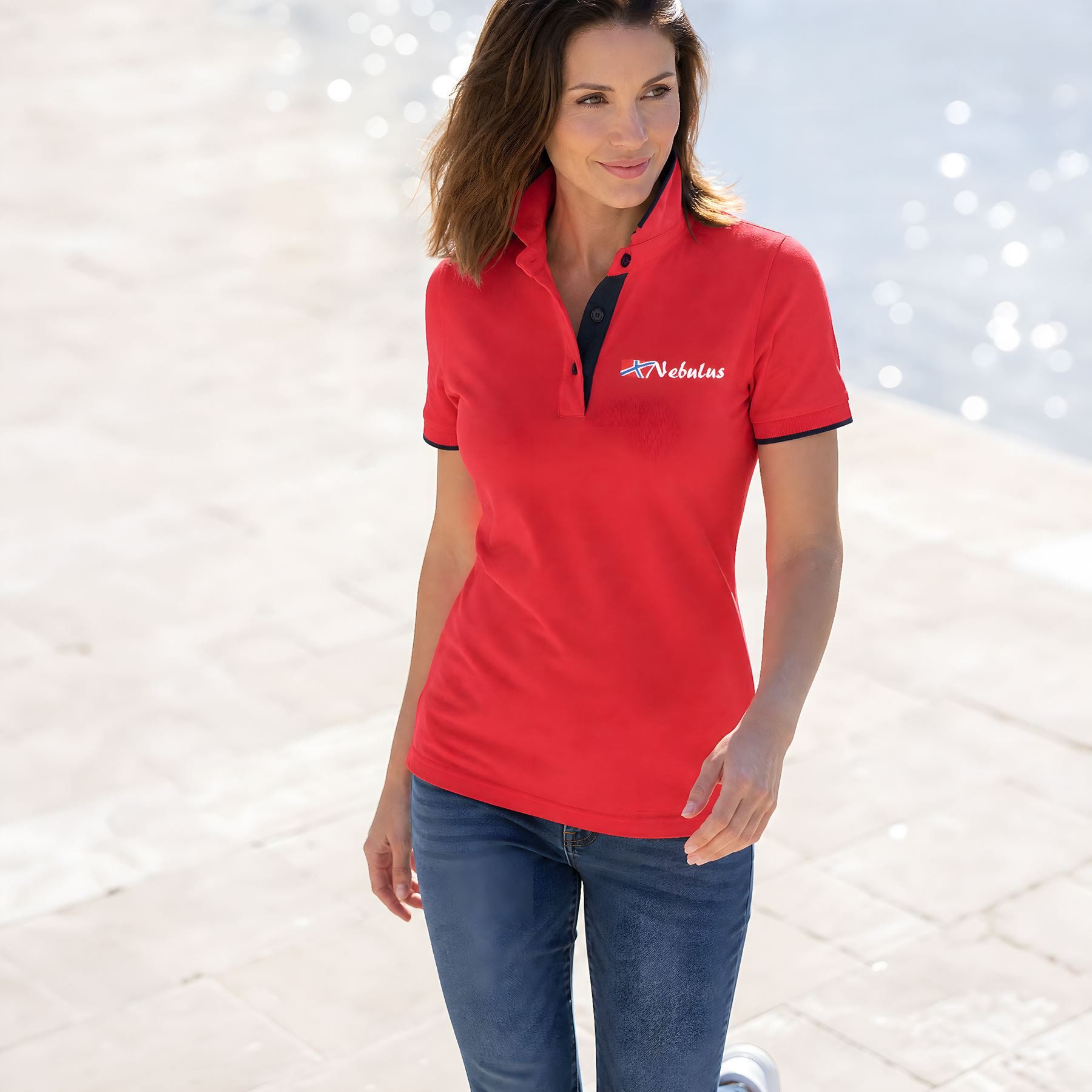 Nebulus Poloshirt LASTONE, P6755 - Damen, rot-schwarz, XXL/44