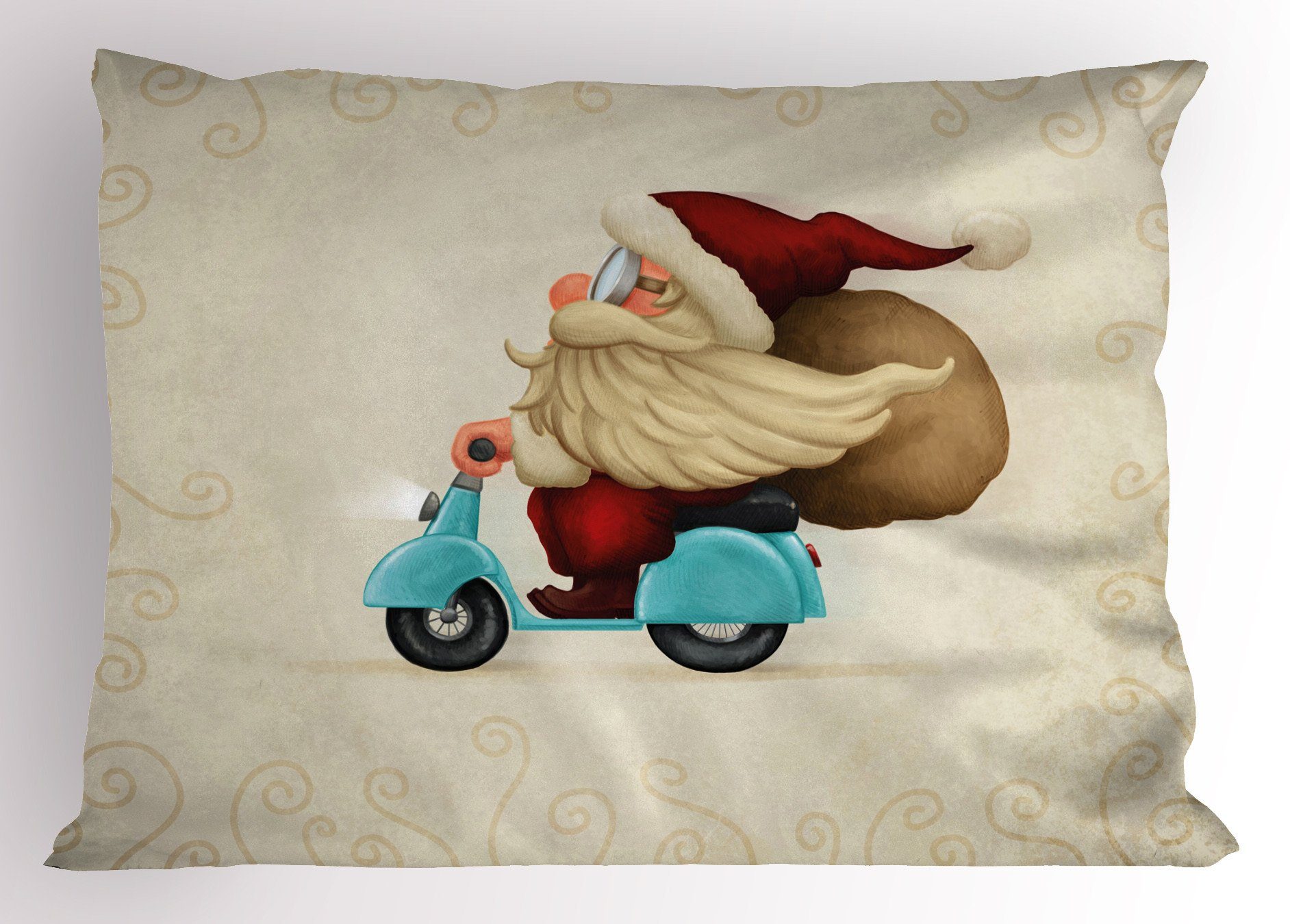 King Stück), Weihnachten Standard Kissenbezug, (1 Abakuhaus Motorrad auf Dekorativer Size Kissenbezüge Gedruckter Sankt