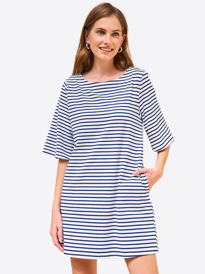 Imily Bela Shirtkleid Damen Mini lässig locker Halbarm Rundhals (Packung, 1-tlg., 1per-Pack) gestreift mit Eingrifftaschen