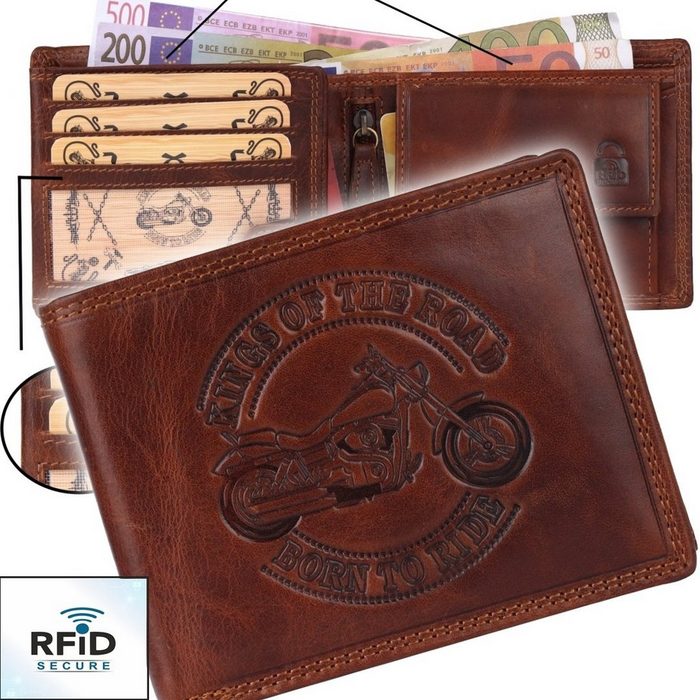SHG Geldbörse Herren Leder Börse Portemonnaie Brieftasche Lederbörse mit Münzfach RFID Schutz Männerbörse Büffelleder