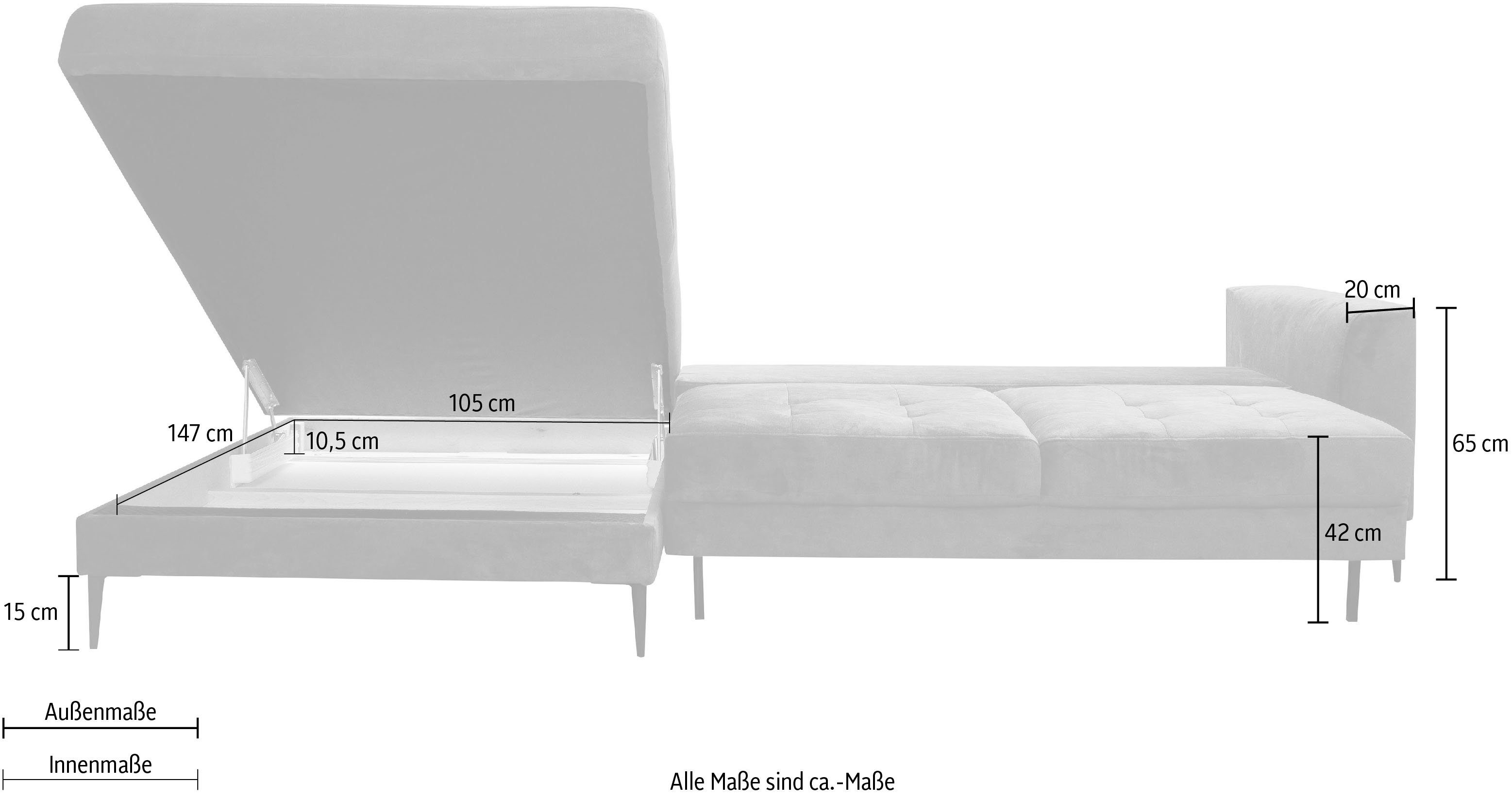 TRENDMANUFAKTUR Ecksofa "Luzi, wahlweise mit Schlaffunktion & Bettkasten. O günstig online kaufen