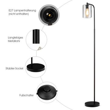 COSTWAY Stehlampe, ohne Leuchtmittel, mit Fußschalter, Glaslampenschirm 168cm