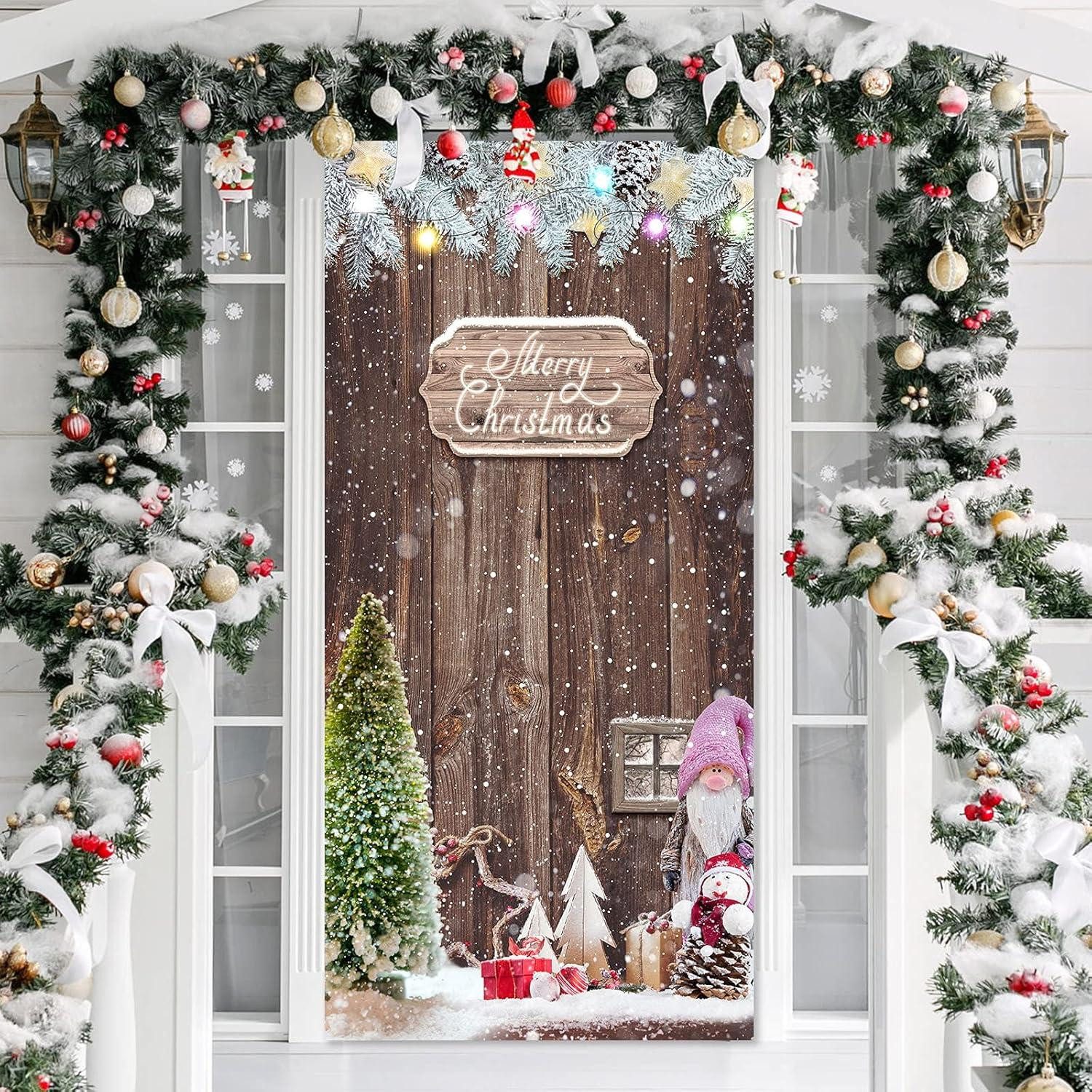 Hängedekoration Weihnachten Tür Dekoration Merry Christmas Stoff Schneeflocke Holz