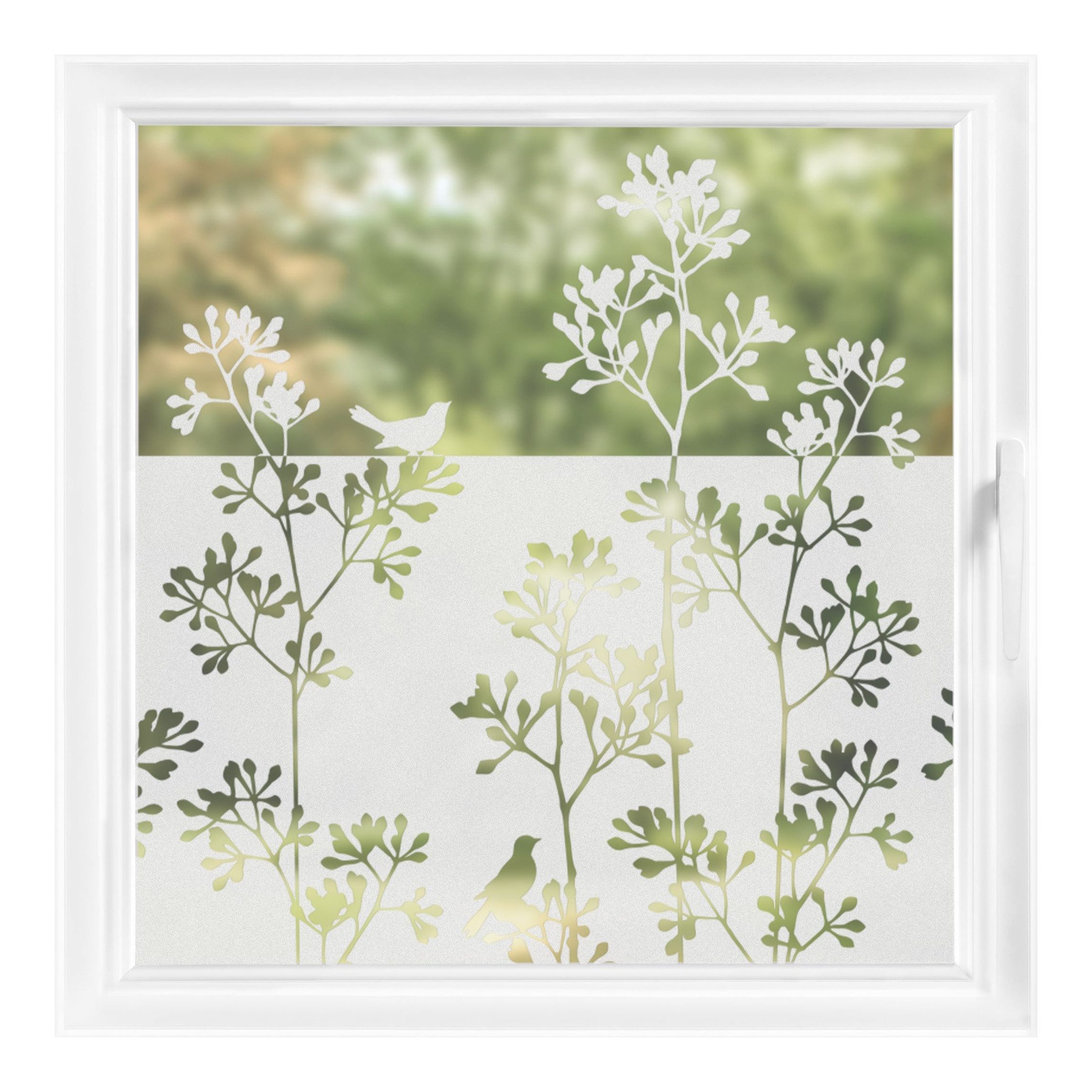 Bilderdepot24 Fensterfolie statisch haftend Motiv Fensterdeko Vögel Gräser Bordüre Tiere, blickdicht, Innen Fenster Tür Balkontür Küche Badezimmer Wohnzimmer Schlafzimmer