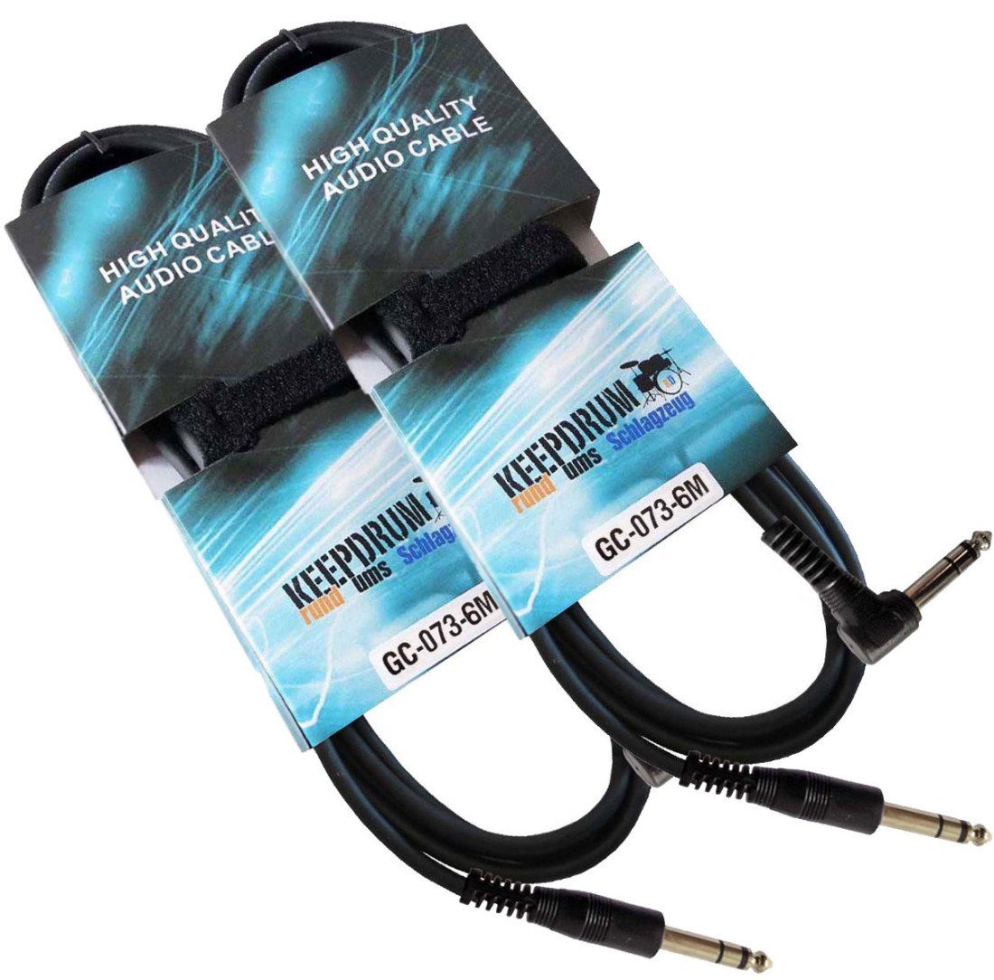 keepdrum keepdrum GC-073 6m Stereo Audio-Kabel 6,3mm 2 Stück Audio-Kabel, 6,35-mm-Klinke, (600 cm), 2 x Stereo Audio-Kabel 6,3mm