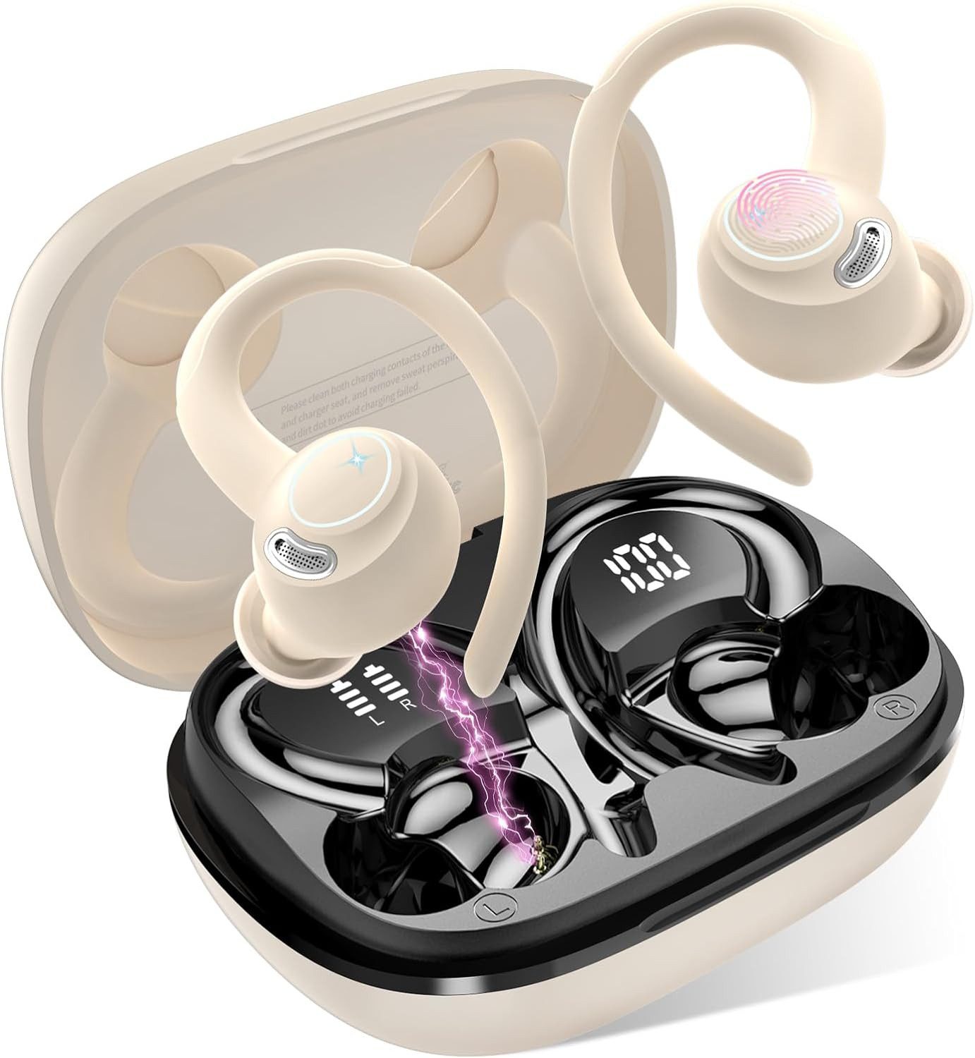 Jesebang 8 Stunden Akkulaufzeit pro Ladung bieten In-Ear-Kopfhörer (mit 13-mm-Dynamiktreiber und Touch-Oberfläche für mühelose Musiksteuerung, für Stabilität und Komfort bei Laufen oder Sportaktivitäten, Exzellenter Klanggenuss und Benutzerfreundlichkeit,mit IP7 Wasserdicht)