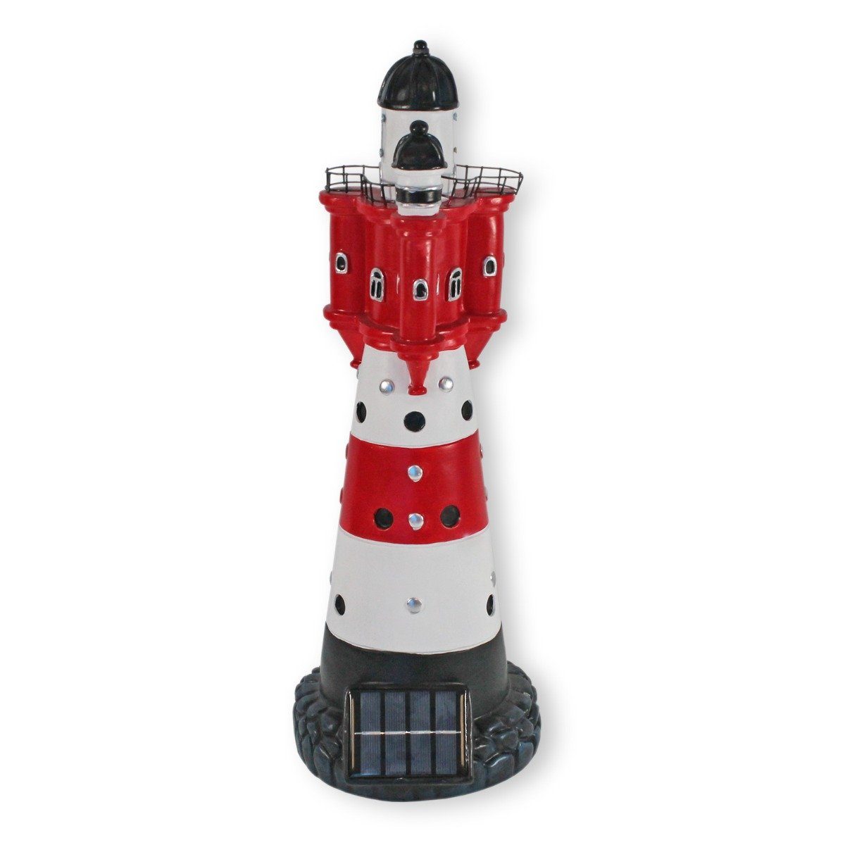 Dekoration), Deko Leuchtturm colourliving (Maritime Solar Roter Sand 50 LED, Ein-/Ausschalter cm, Gartenfigur Leuchtturm Dämmerungssensor,