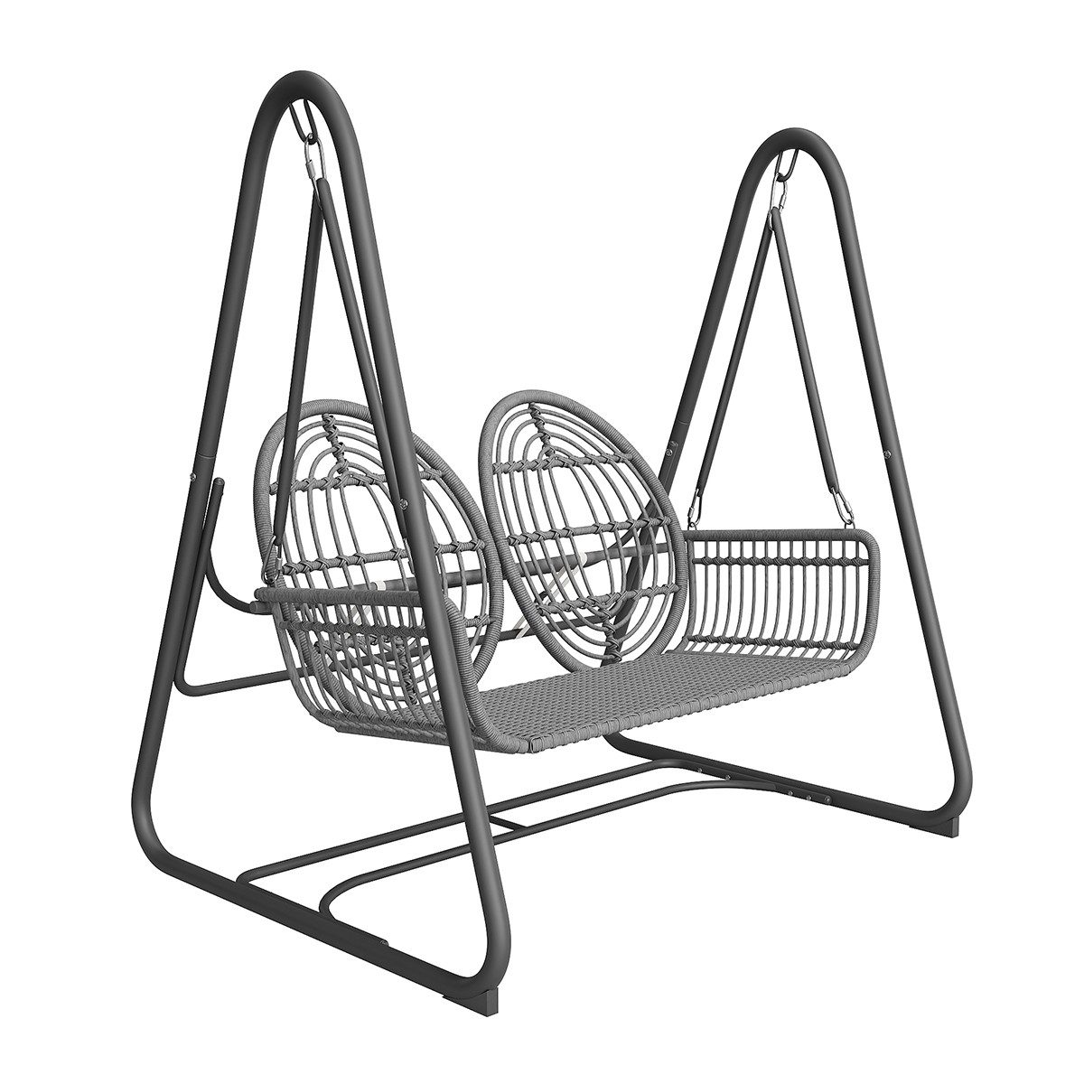 XDeer Подвесноые стулья Подвесноые стулья mit Rückenlehne Gartenschaukel Gartenmöbel-Set, Doppelschaukel aus PE-Rattan Dunkelgrau