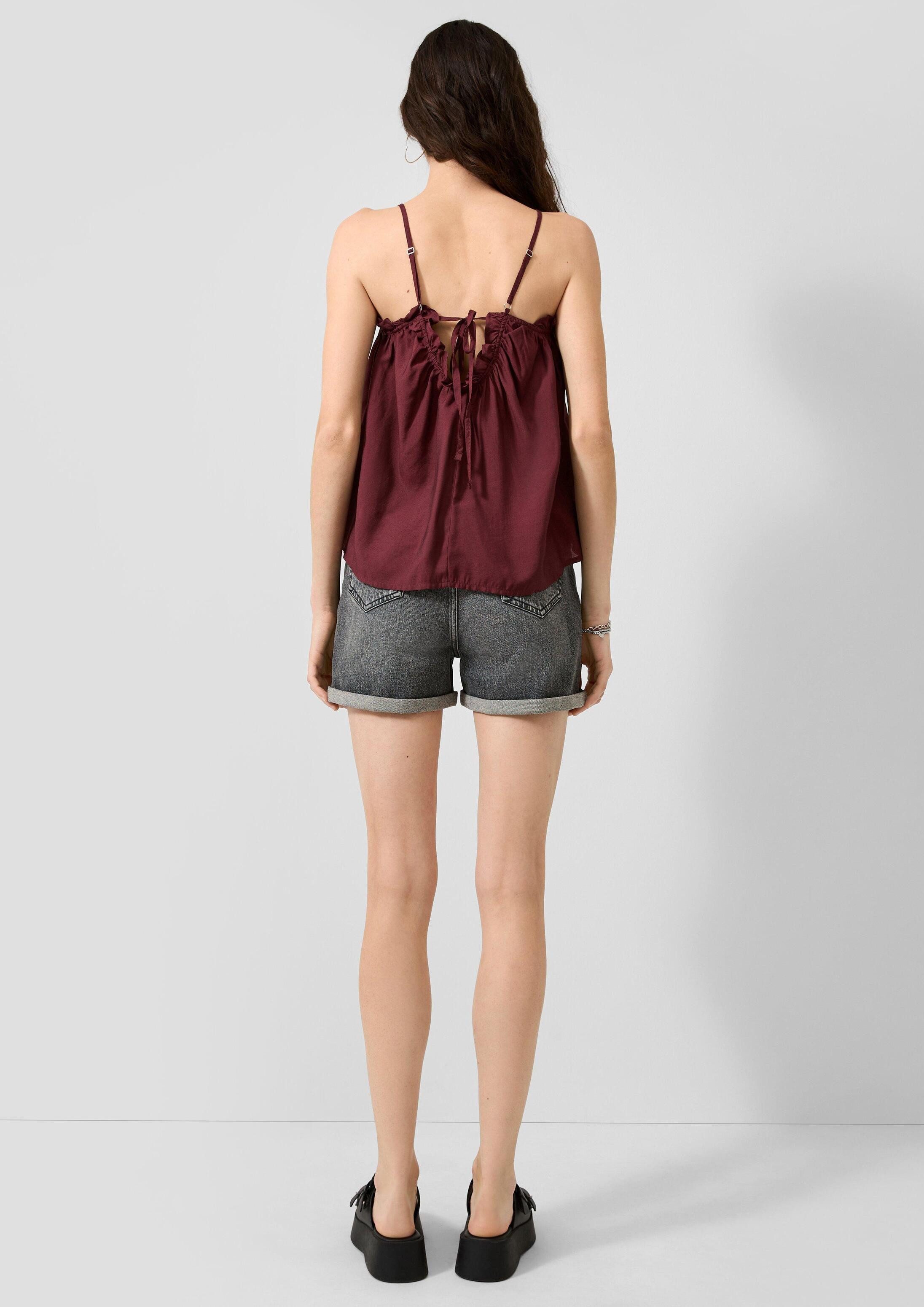 QS Blusentop Bluse Weites Top mit Rüschenkante aus Viskosemix – Bild 3 von 5