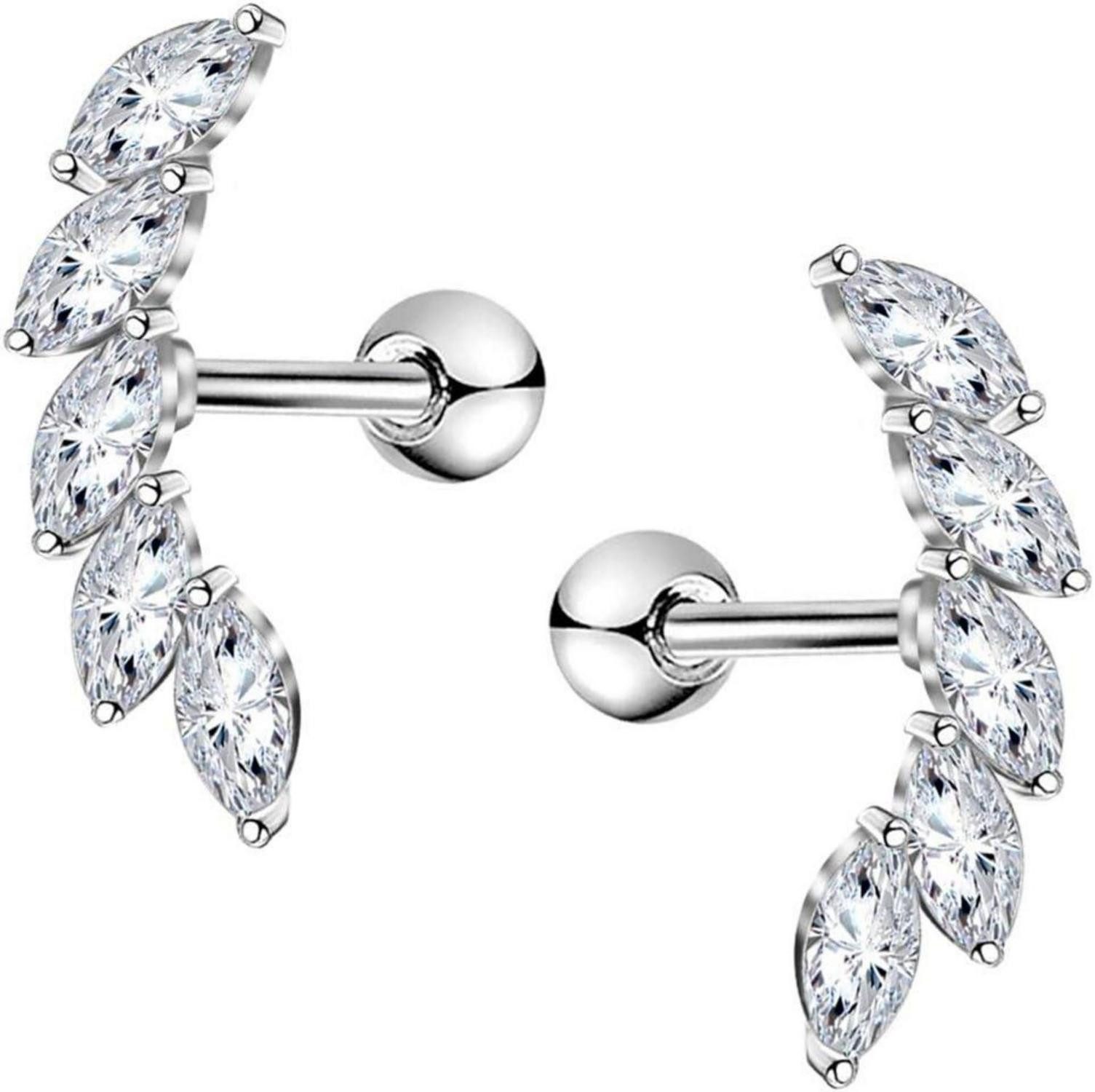 Piercing-Set 16G Knorpel Piercing Helix Silber CZ Studs Edelstahl Tragus Conch