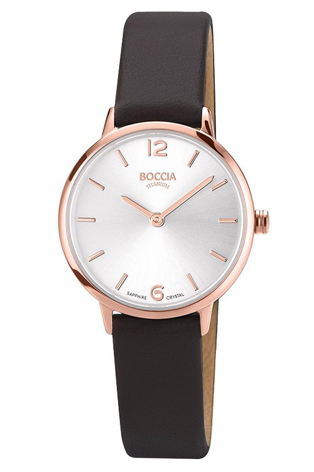 Boccia Quarzuhr Titan Schwarz/Roségoldfarben