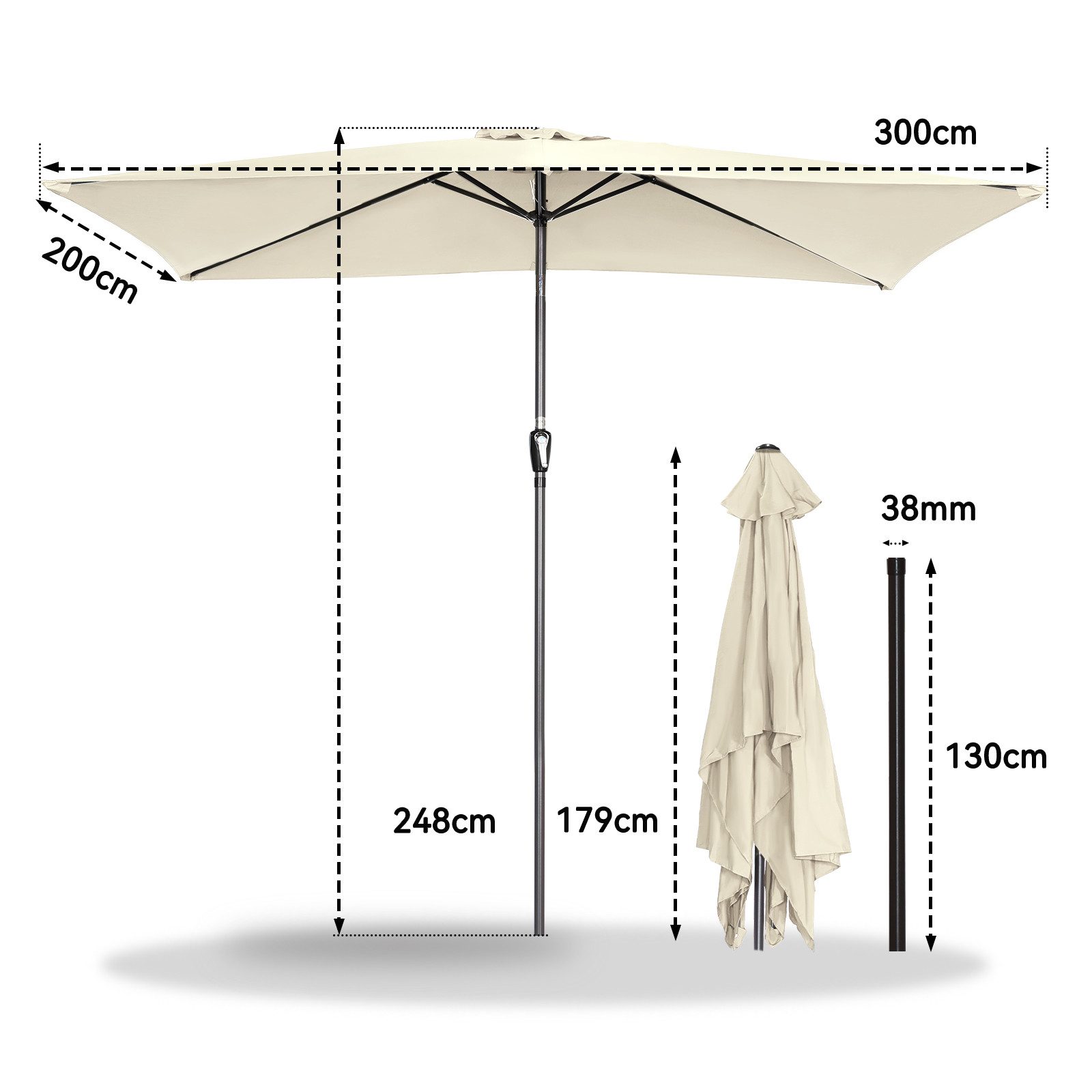 Angel Living Sonnenschirm Rechteckiger Sonnenschirm UV-Schutz günstig online kaufen