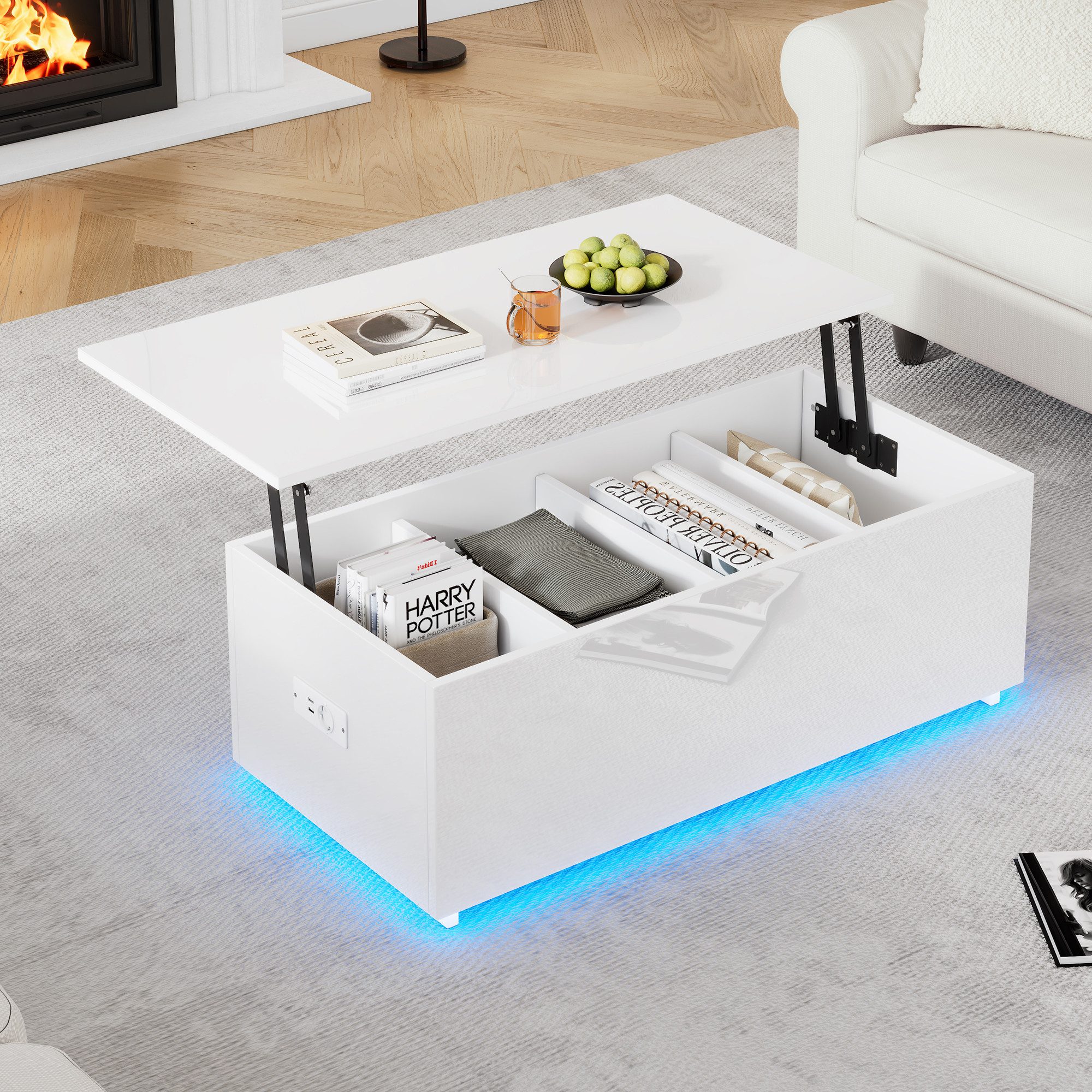 STILVORA Couchtisch Hebbarer Wohnezimmertisch mit LED,Beistelltisch günstig online kaufen