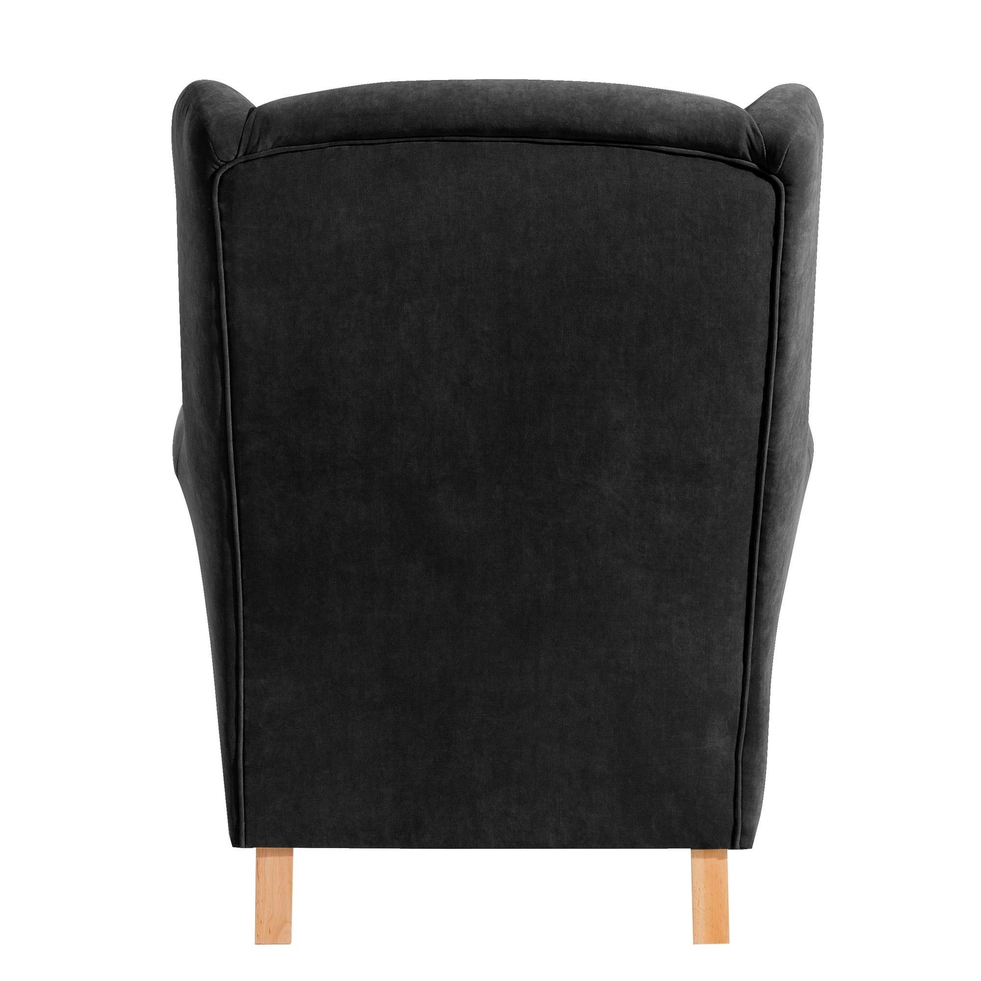 verarbeitet,bequemer / inkl. natur 22053 Kessel Sitz Kostenlosem schwarz 58 aufm Bezug Karlen (Sparpreis Versand, Sessel hochwertig Buche Ohrensessel 1-St), Veloursstoff